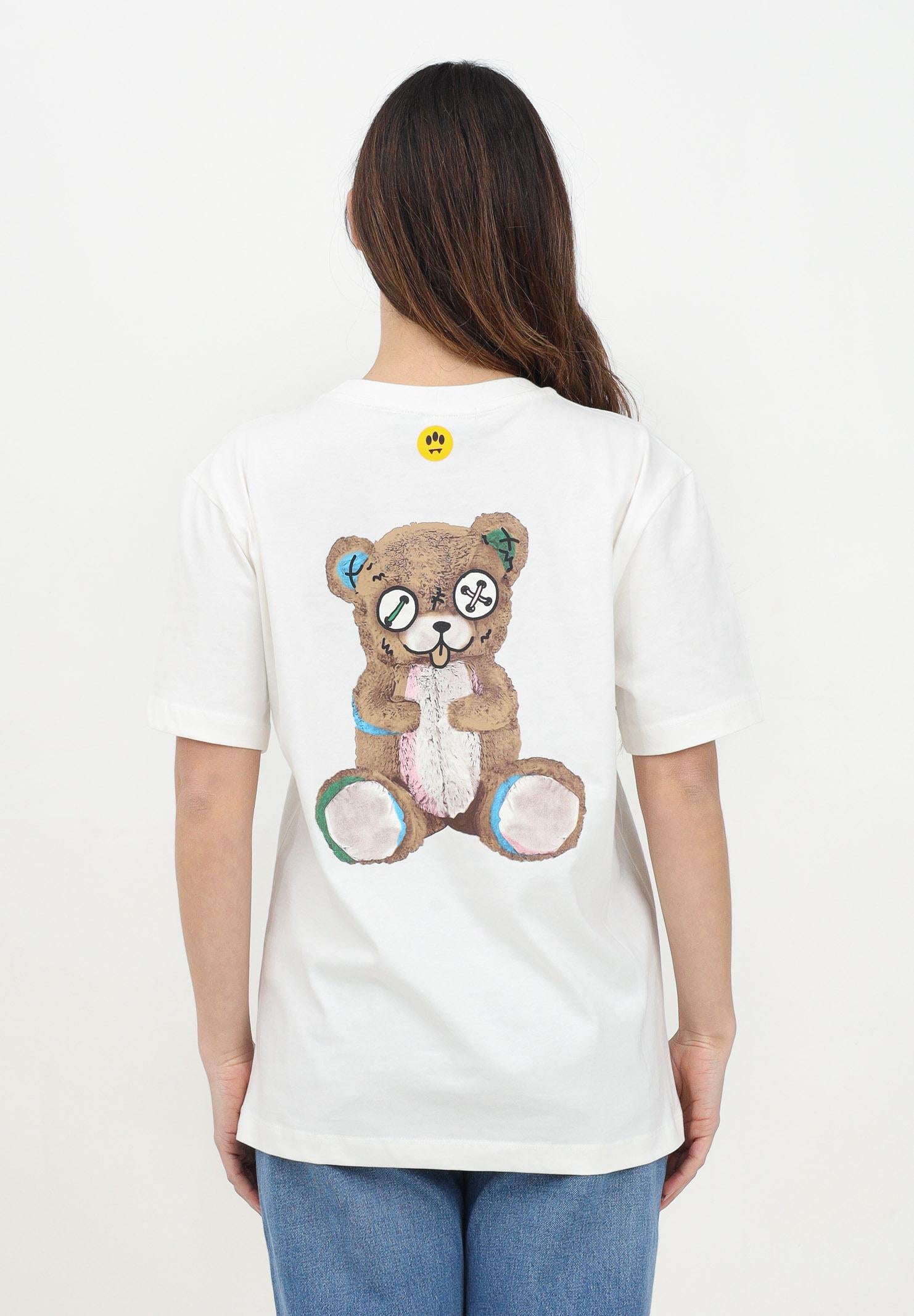 BARROW T-shirt a manica corta bianca per uomo e donna con stampa teddy S5BWUATH150 002 BARROW