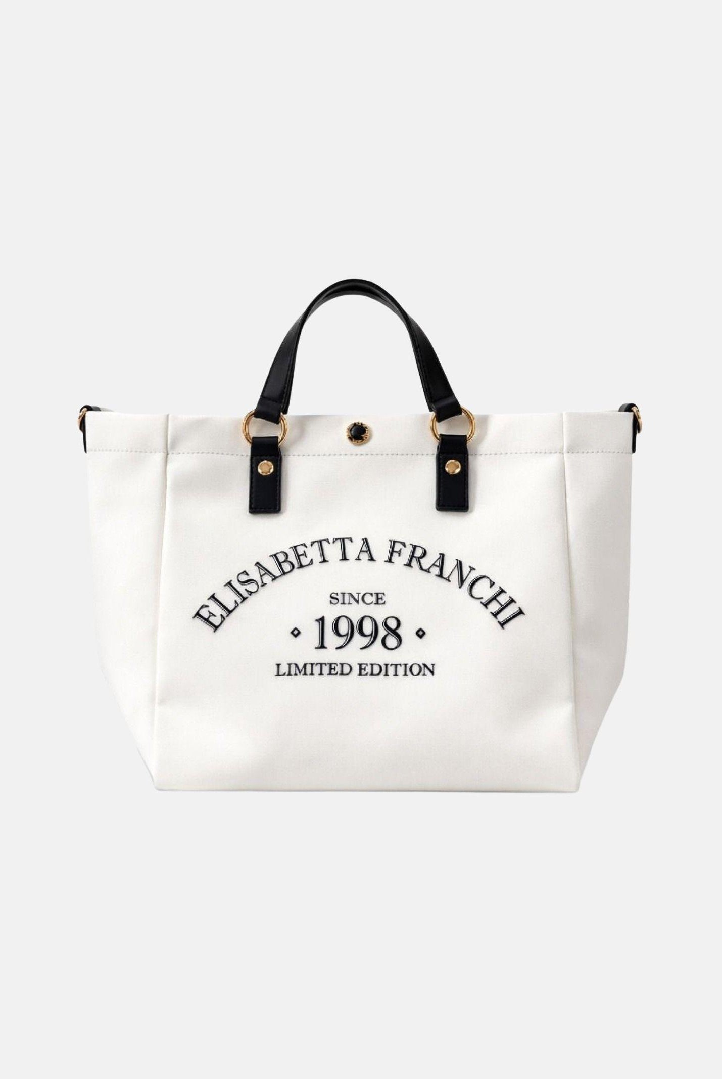 ELISABETTA FRANCHI Borsa mare avorio e nera da donna con logo BS14A62E2 309 ELISABETTA FRANCHI