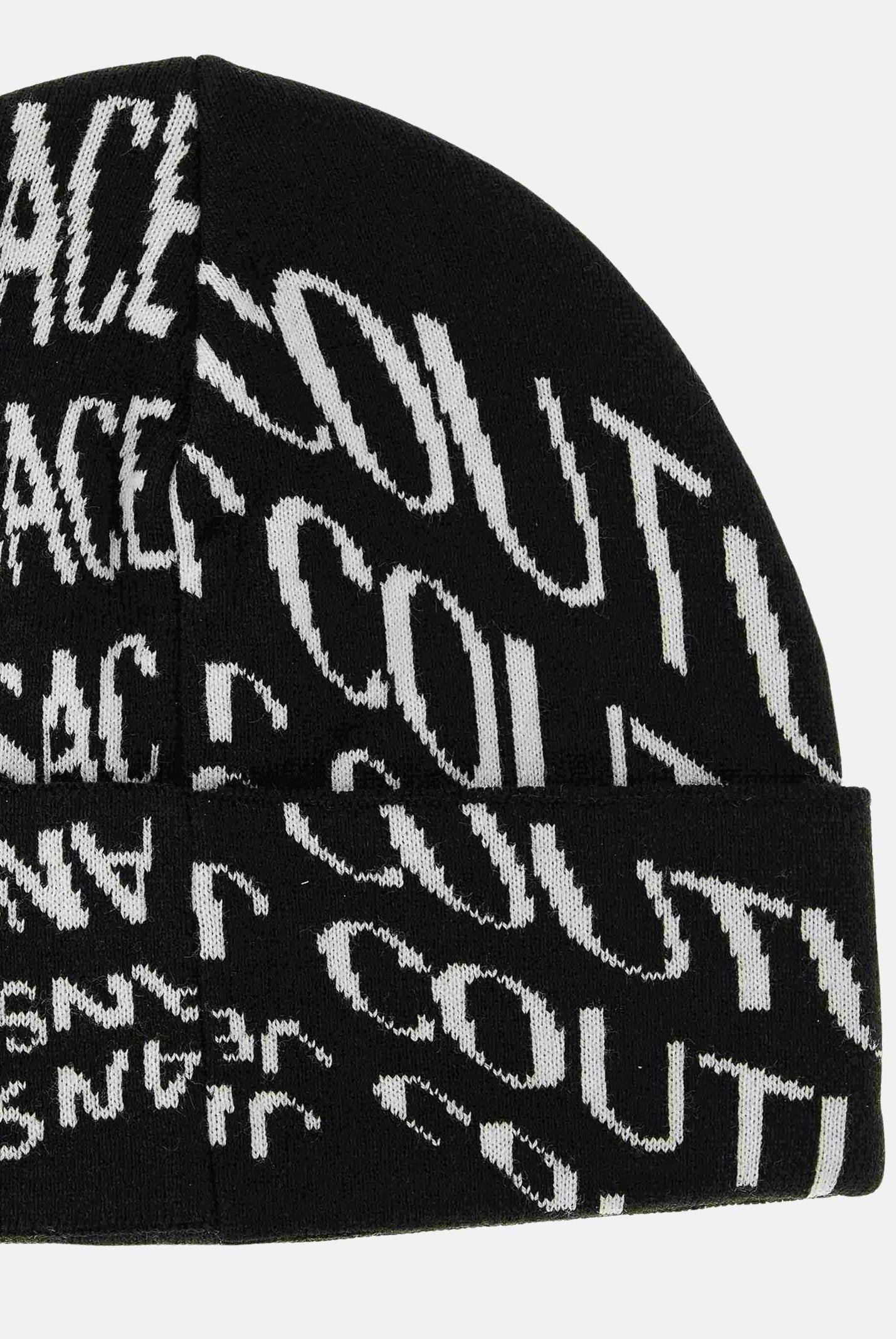 VERSACE JEANS COUTURE Berretto di lana nero da uomo con fantasia logo 79GAZK54ZG398 L01 VERSACE JEANS COUTURE