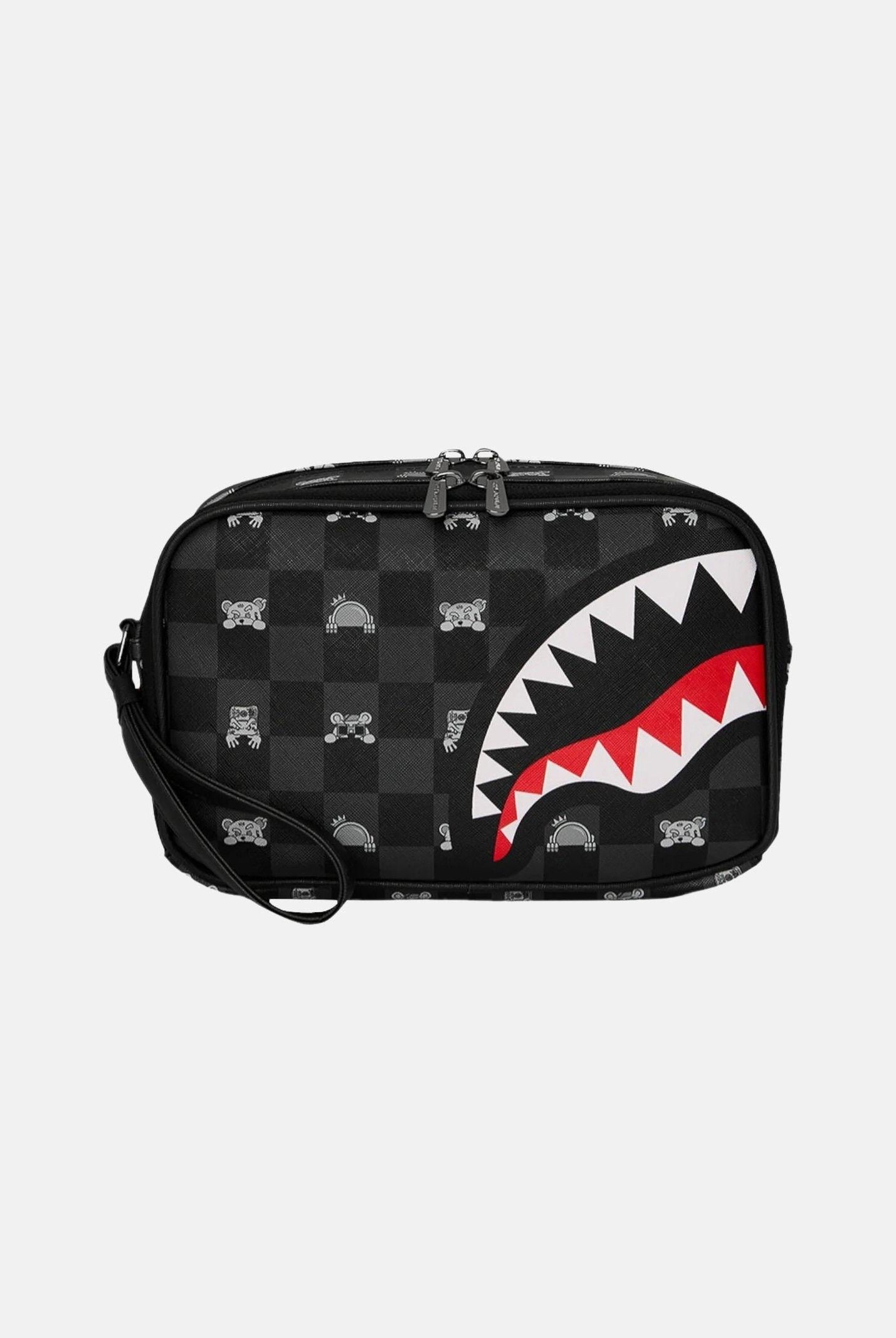 SPRAYGROUND Pochette Gray Peeking Character Check nera per uomo e donna 910B8914NSZ . SPRAYGROUND