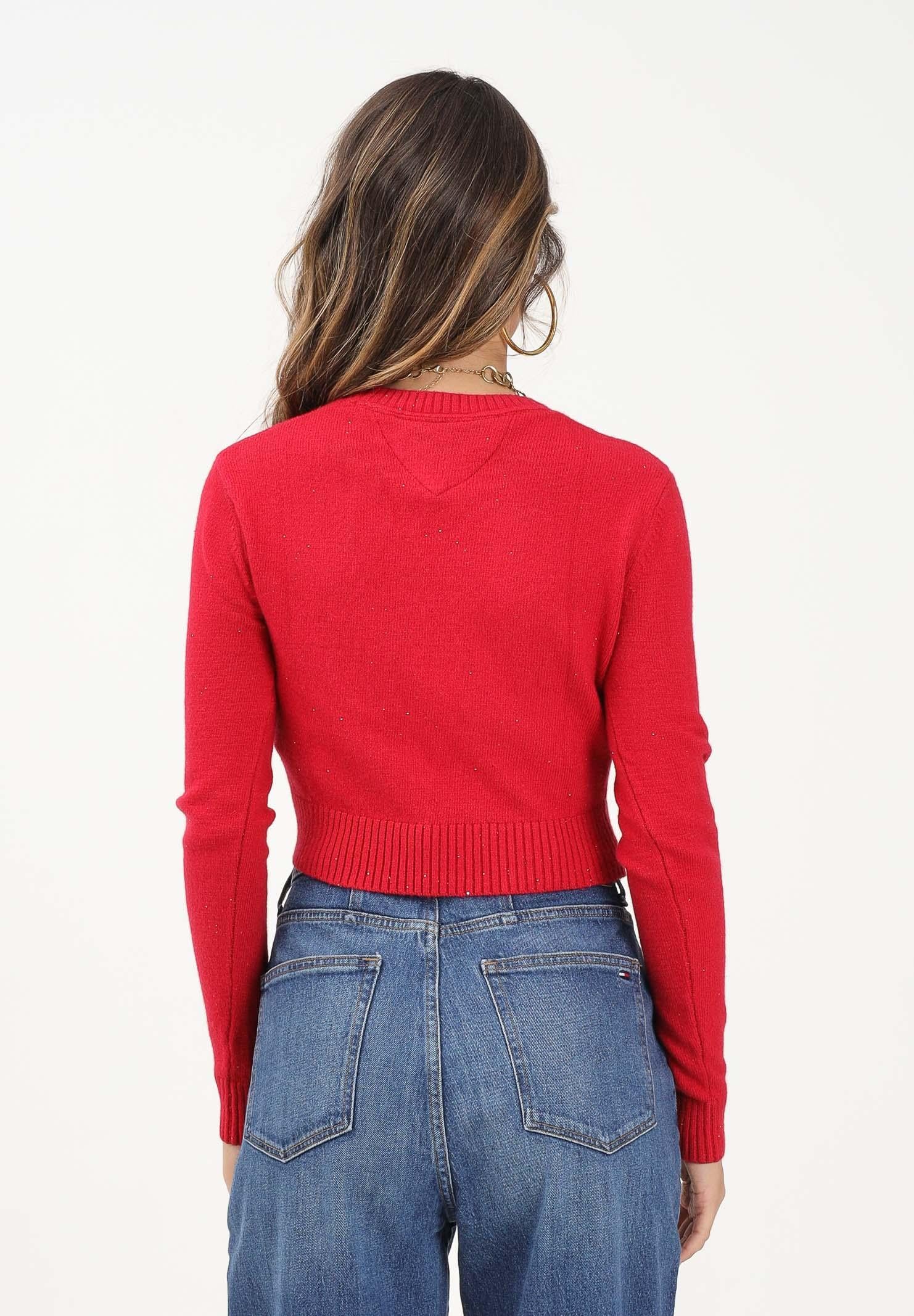 TOMMY JEANS Maglioncino girocollo rosso da donna con logo DW0DW21690XJP TOMMY JEANS