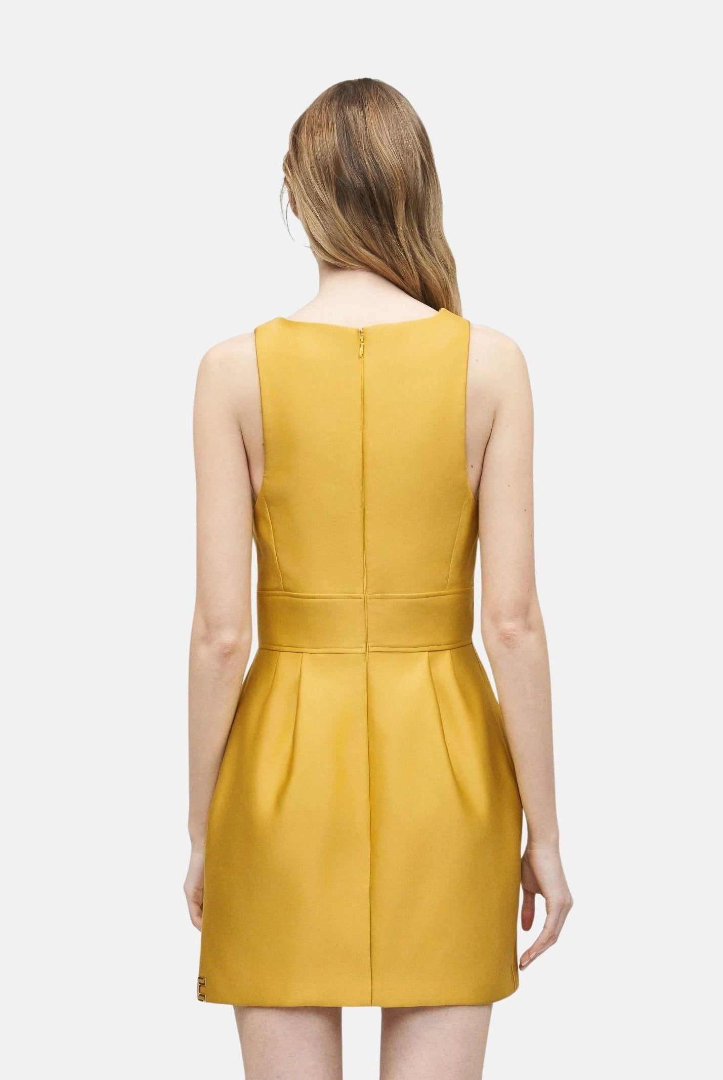 ELISABETTA FRANCHI abito corto elegante in duchesse giallo Sun donna. AB87561E2 EV4 ELISABETTA FRANCHI