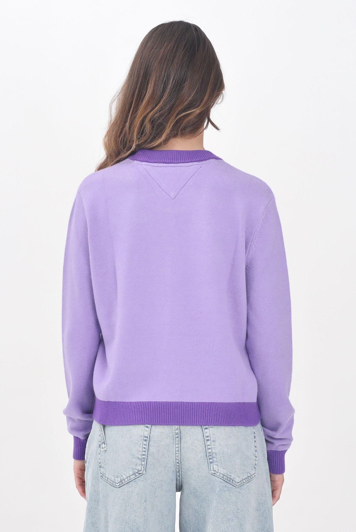 TOMMY JEANS Maglioncino girocollo viola da donna con logo DW0DW20970W0E TOMMY JEANS