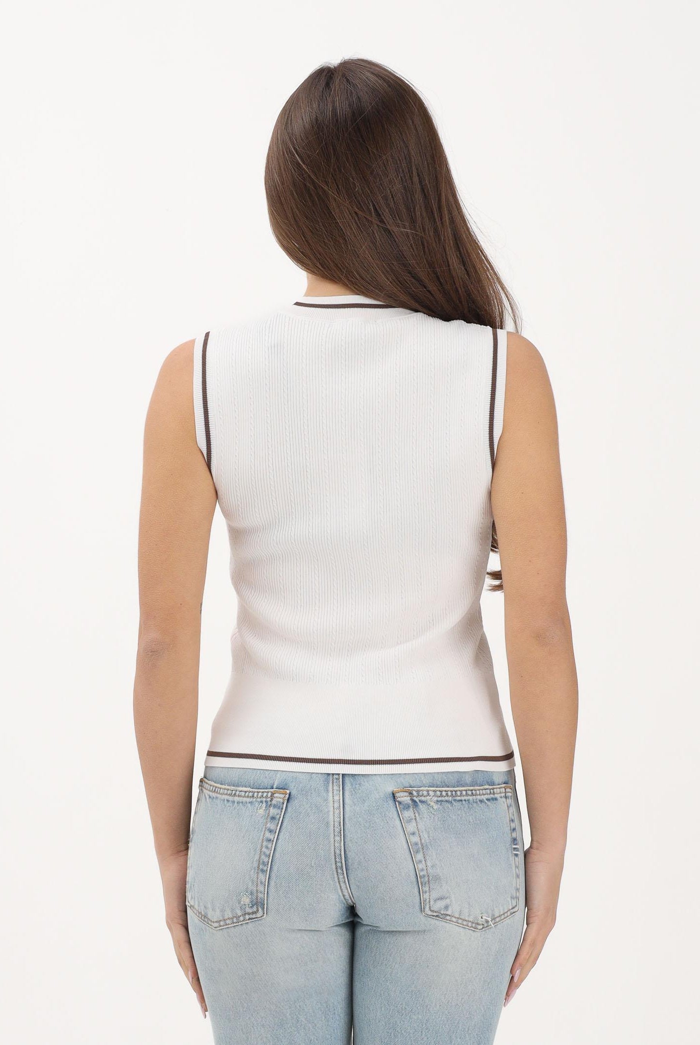 ARMANI EXCHANGE Canotta in maglia bianca da donna XW002243AF10352 U1003 ARMANI EXCHANGE