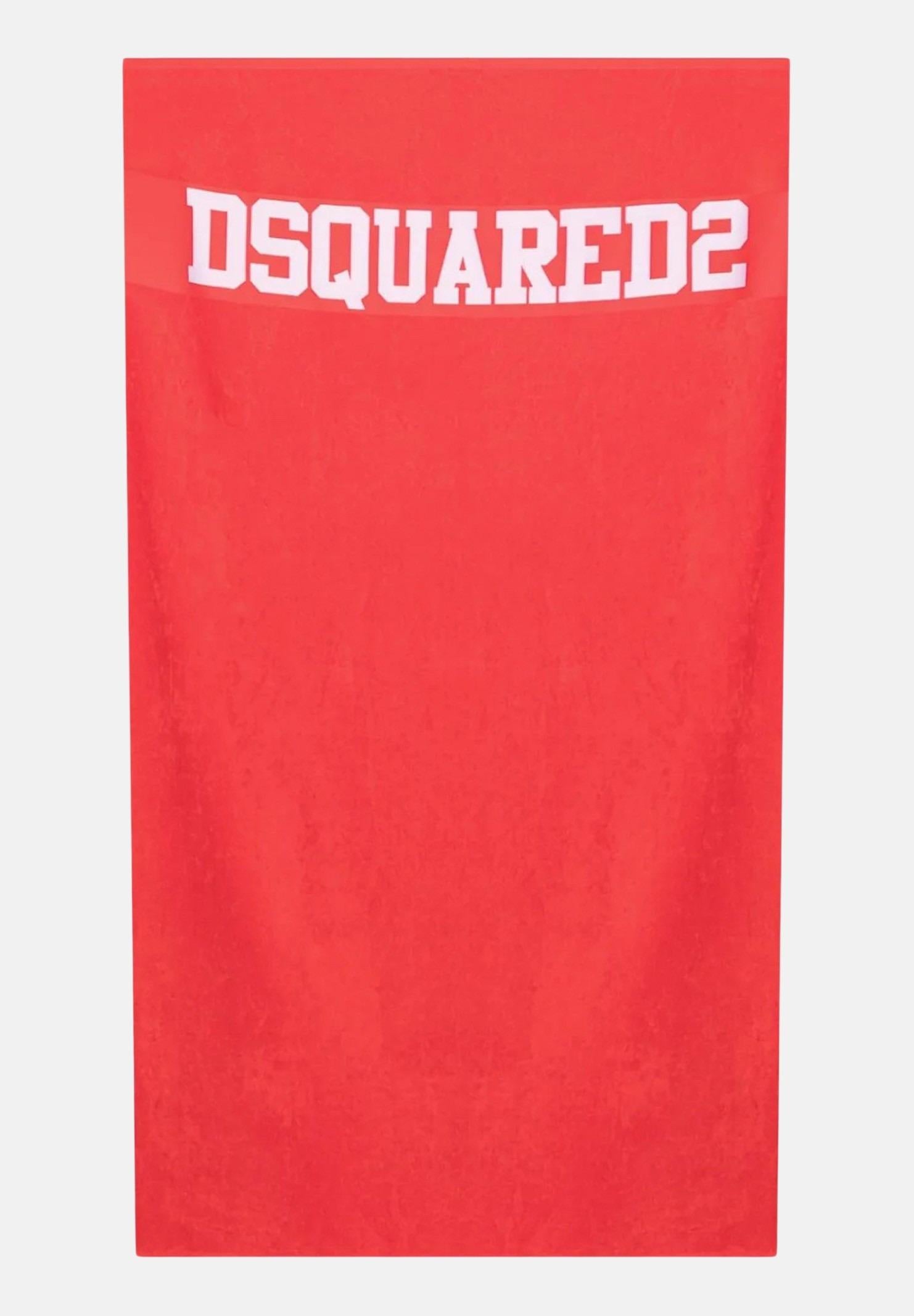 Telo mare rosso per uomo e donna con logo jacquard D7P005450 613 DSQUARED2