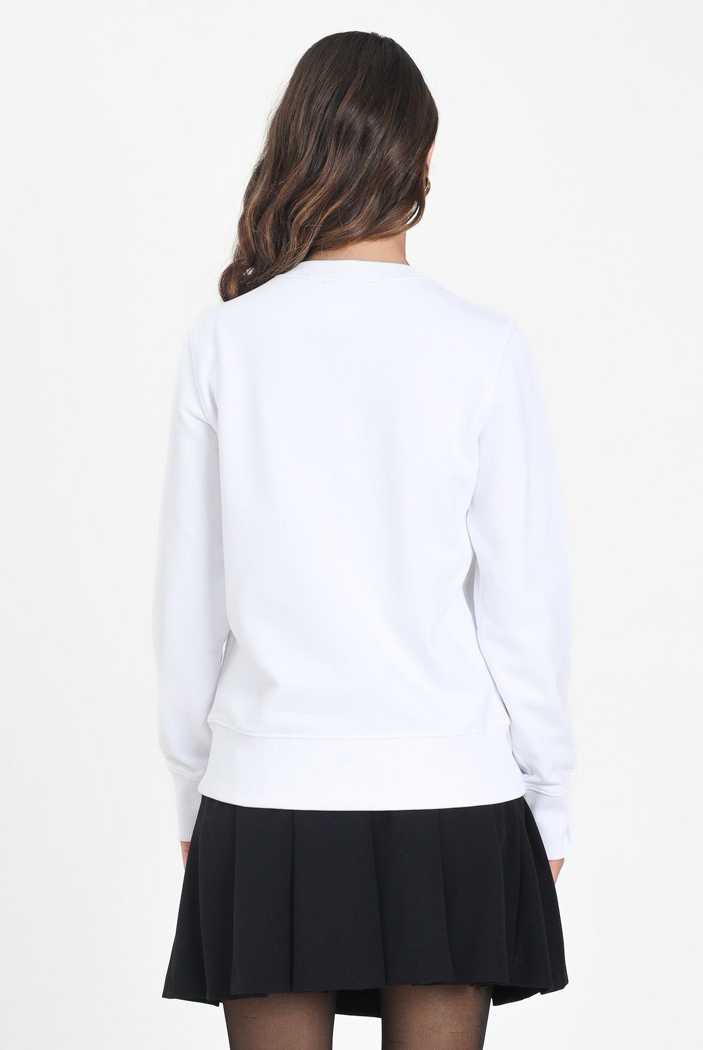 VERSACE JEANS COUTURE Felpa girocollo bianca da donna con logo 79HAIC04CF00C 003 VERSACE JEANS COUTURE