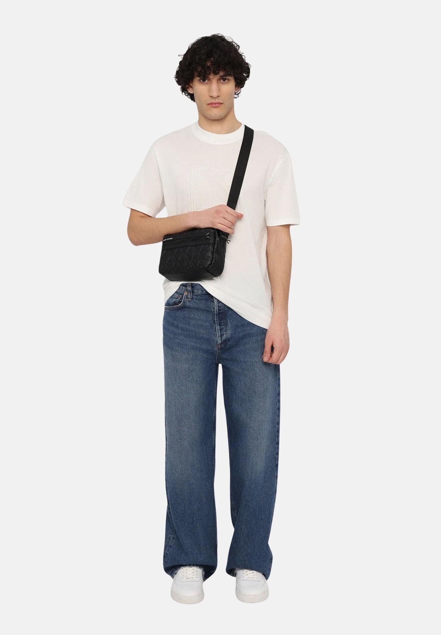 ARMANI EXCHANGE Borsello nero da uomo con motivo logo all-over XM000240AF12133 UC001 ARMANI EXCHANGE