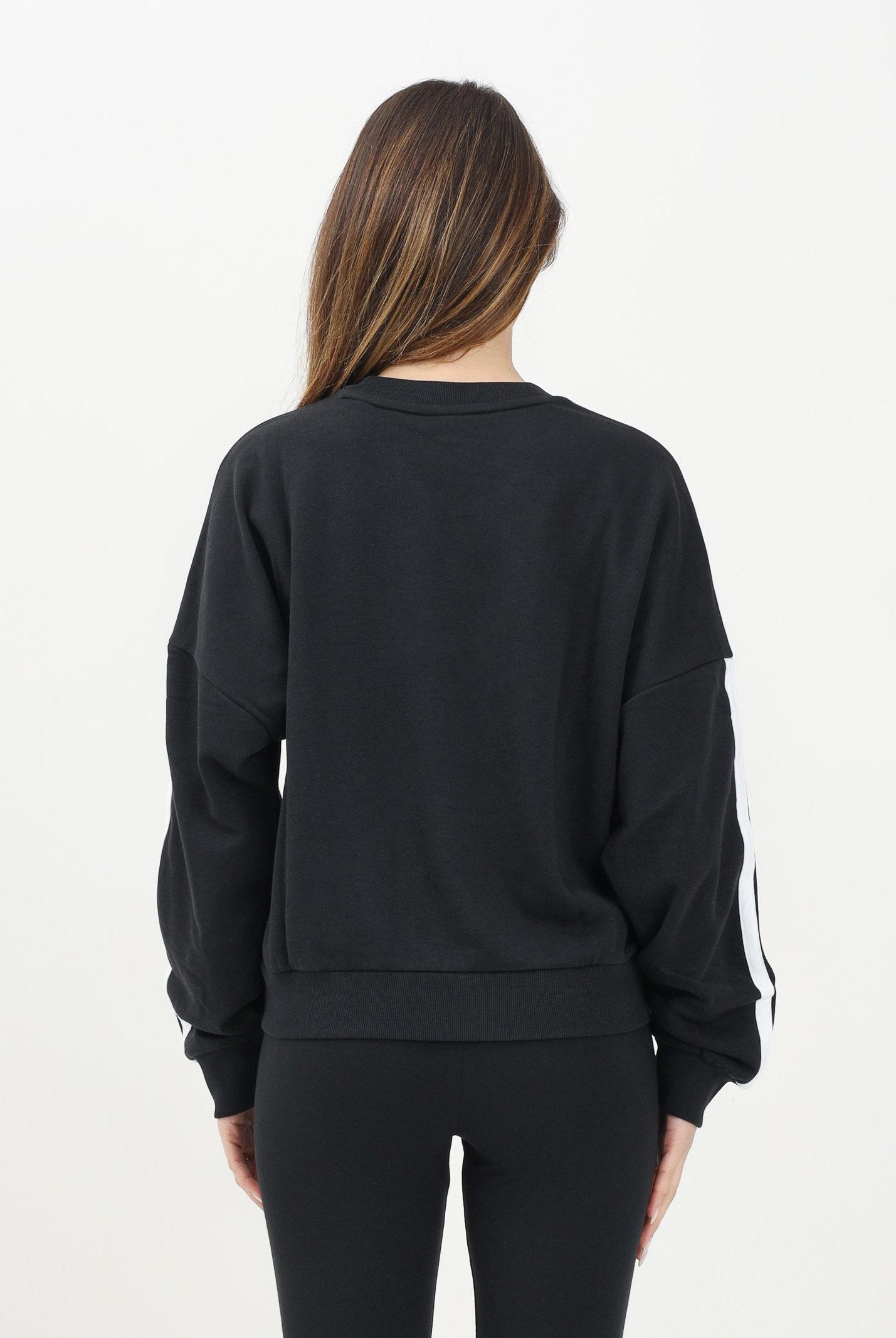 ADIDAS PERFORMANCE Felpa girocollo Essentials 3-Stripes French Terry nera da donna JE0016 . ADIDAS PERFORMANCE