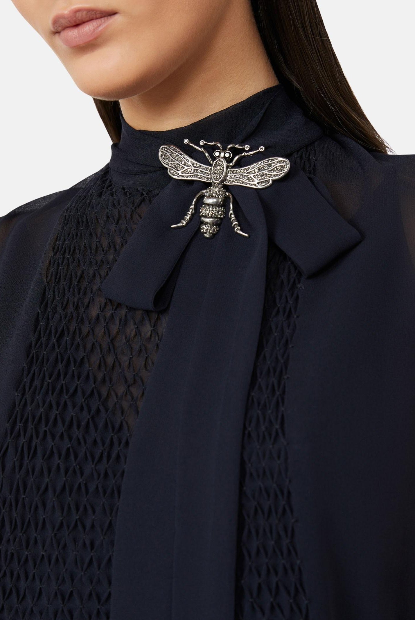 MAX MARA Spilla gioiello in metallo argento e strass 2526756023600 001 MAX MARA