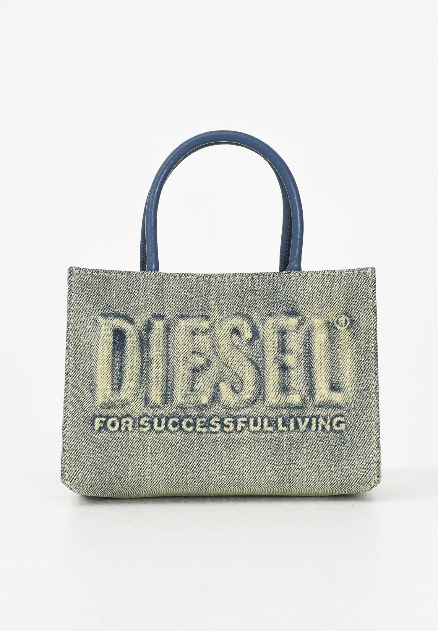 DIESEL Borsa DSL 3D in denim solarizzato da donna con logo istituzionale J02529P5499 H8457 DIESEL