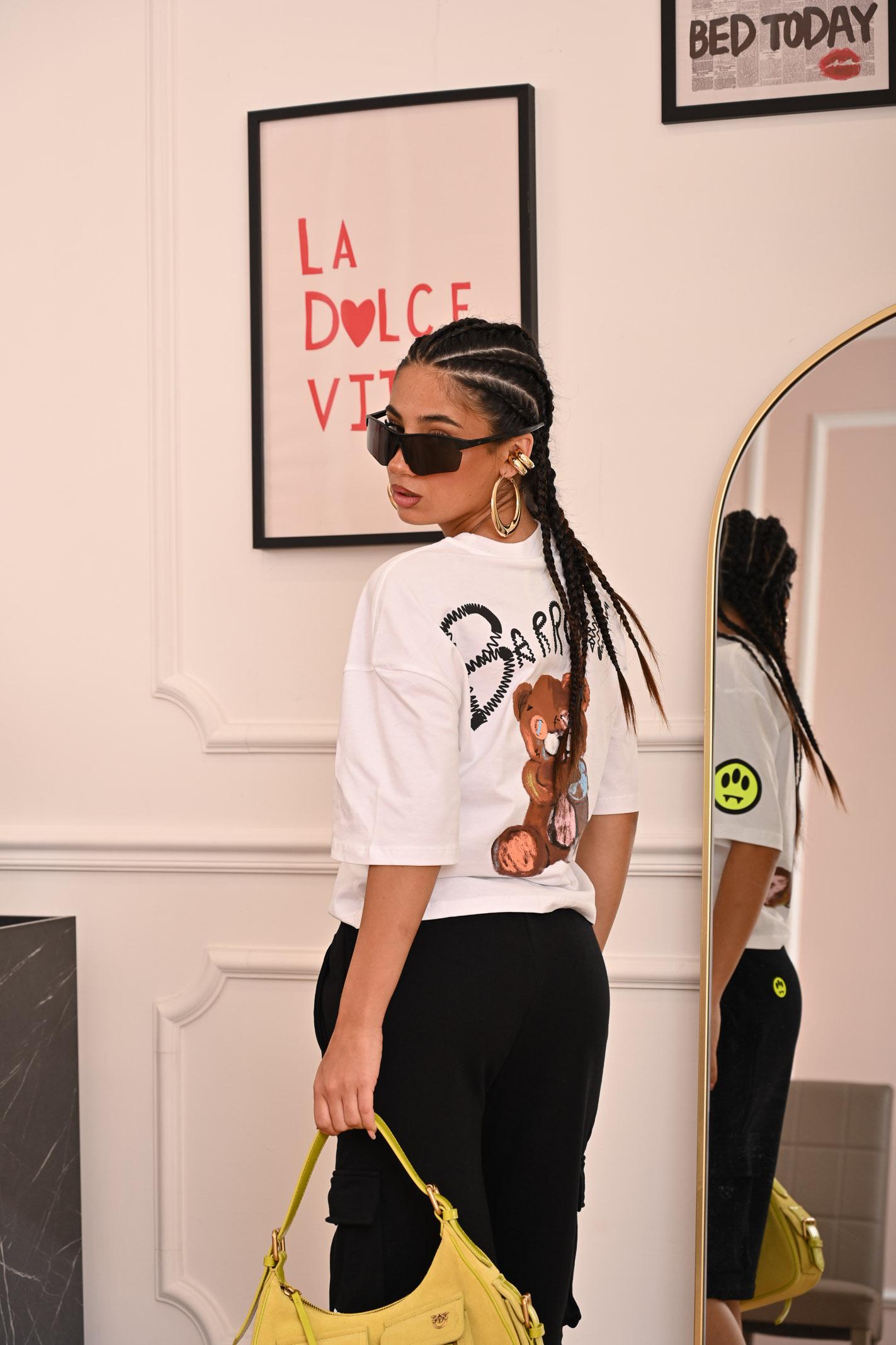 BARROW T-shirt a manica corta bianca per donna e bambina con ricamo logo S5BKJGTH149 002 BARROW