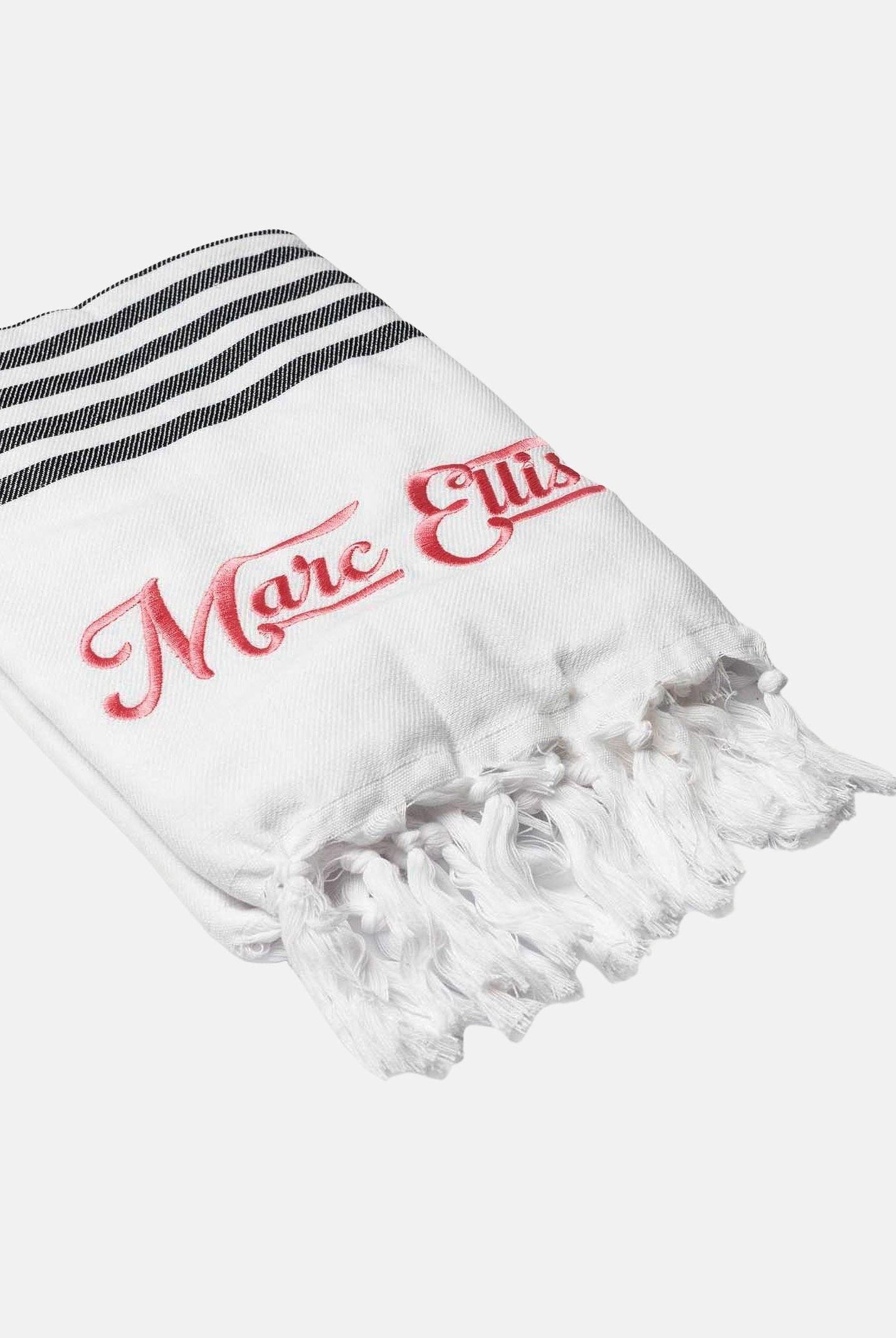 MARC ELLIS Telo mare bianco da donna con frange e logo BEACH-TOWEL 05 MARC ELLIS