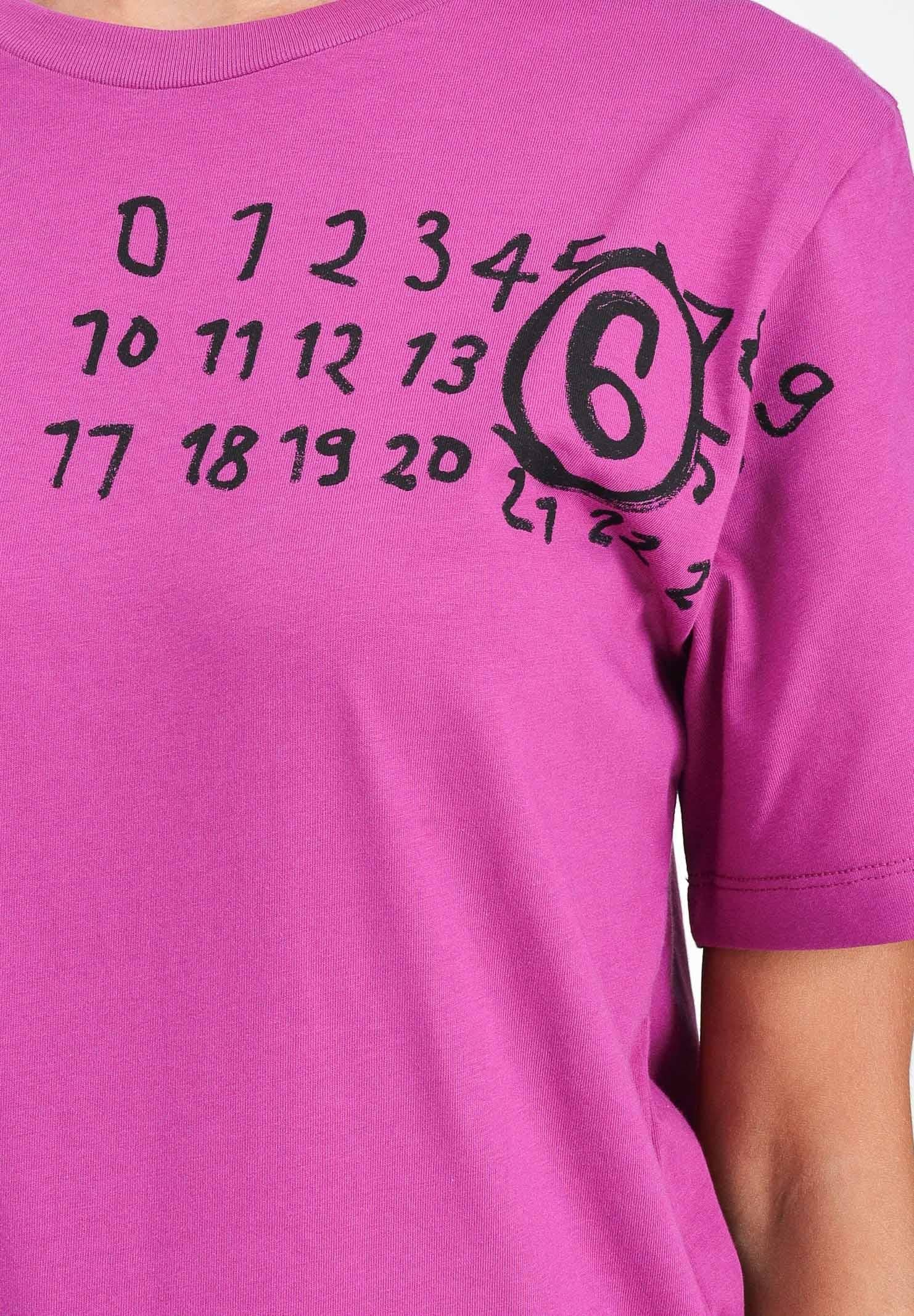 MAISON MARGIELA T-shirt a manica corta color prugna per donna, ragazzi e bambini arricchita da un logo Hand Written M60897MM02Y M6602 MAISON MARGIELA