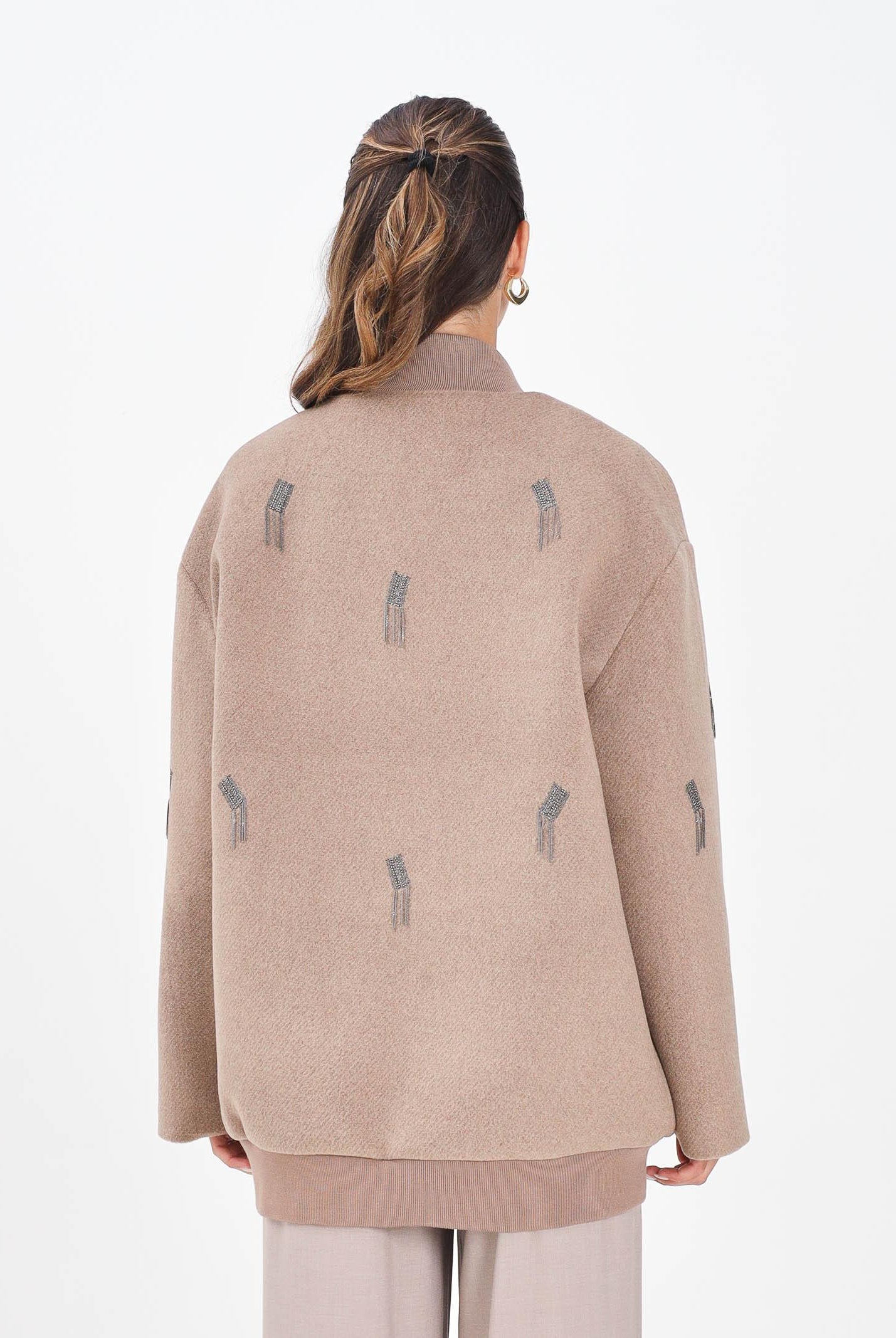 SIMONA CORSELLINI Cappottino beige da donna con dettagli gioiello A25CPCB00101-C00214 V0754 SIMONA CORSELLINI