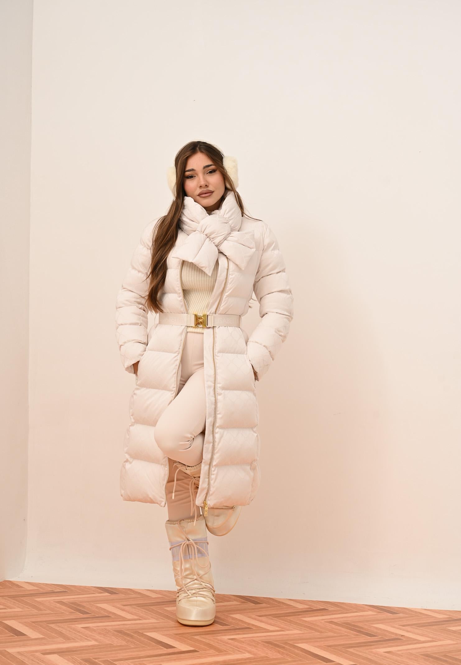 ELISABETTA FRANCHI Pantalone elegante color latte da donna in doppio crêpe PA12056E2 DZ9 ELISABETTA FRANCHI