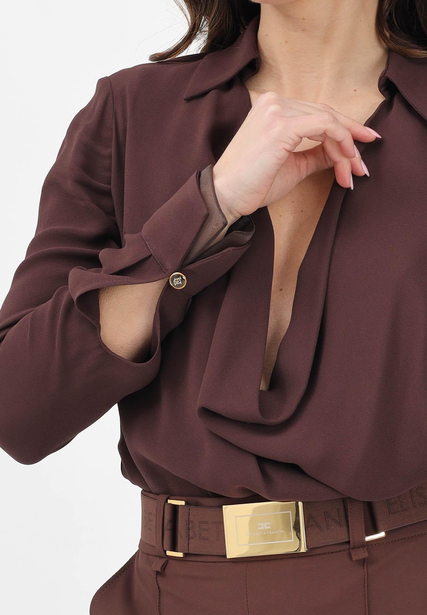 ELISABETTA FRANCHI Body a manica lunga cacao da donna CB00261E2 644 ELISABETTA FRANCHI