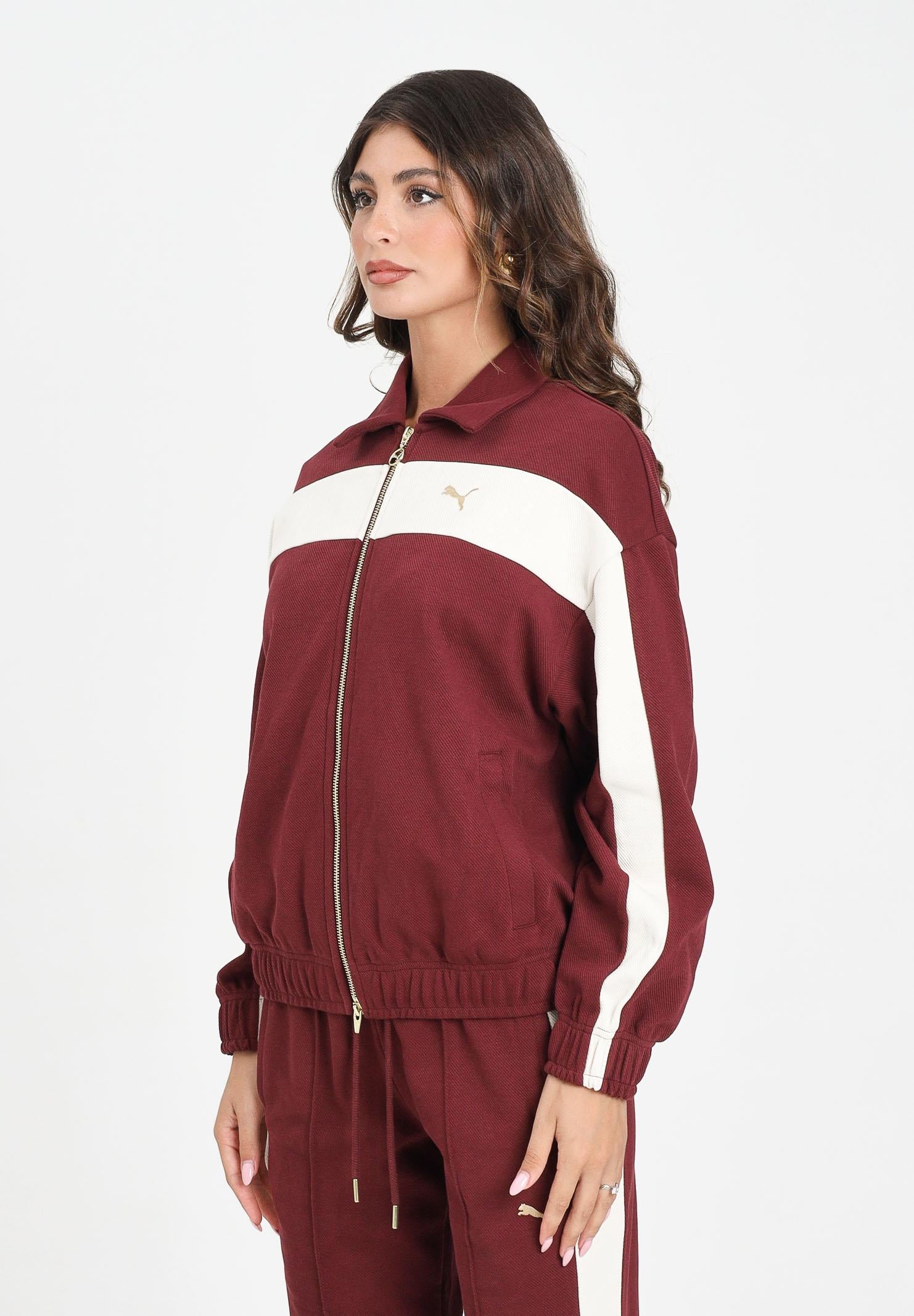 PUMA Felpa con zip T7 bordeaux da donna 632137 96 PUMA