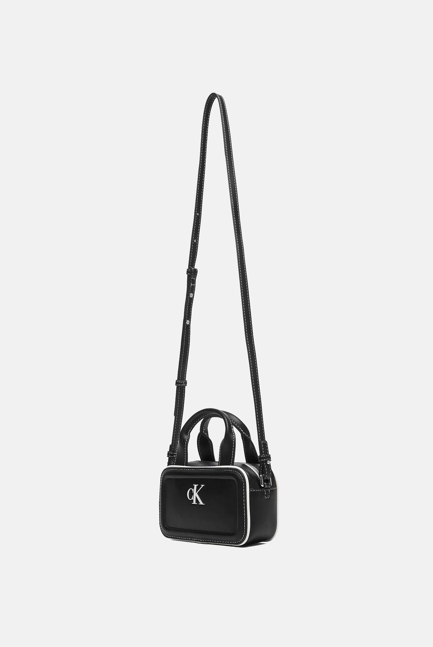 CALVIN KLEIN borsa mini a tracolla Contrast CK Mini Bauletto Bag, Black nero donna. LV04F1257G UB1 CALVIN KLEIN