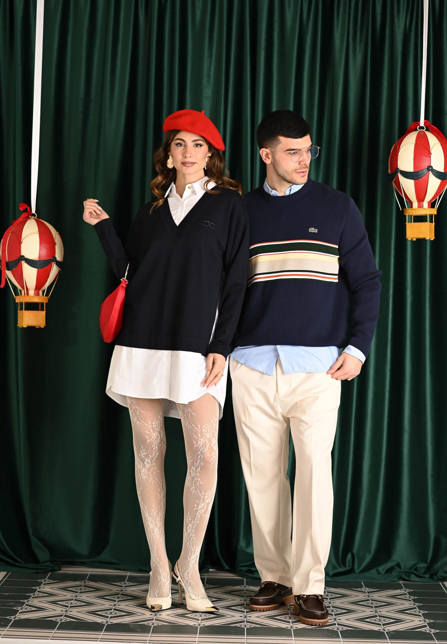 LACOSTE Maglioncino girocollo French Made Striped blu da uomo AH5944 9IL LACOSTE