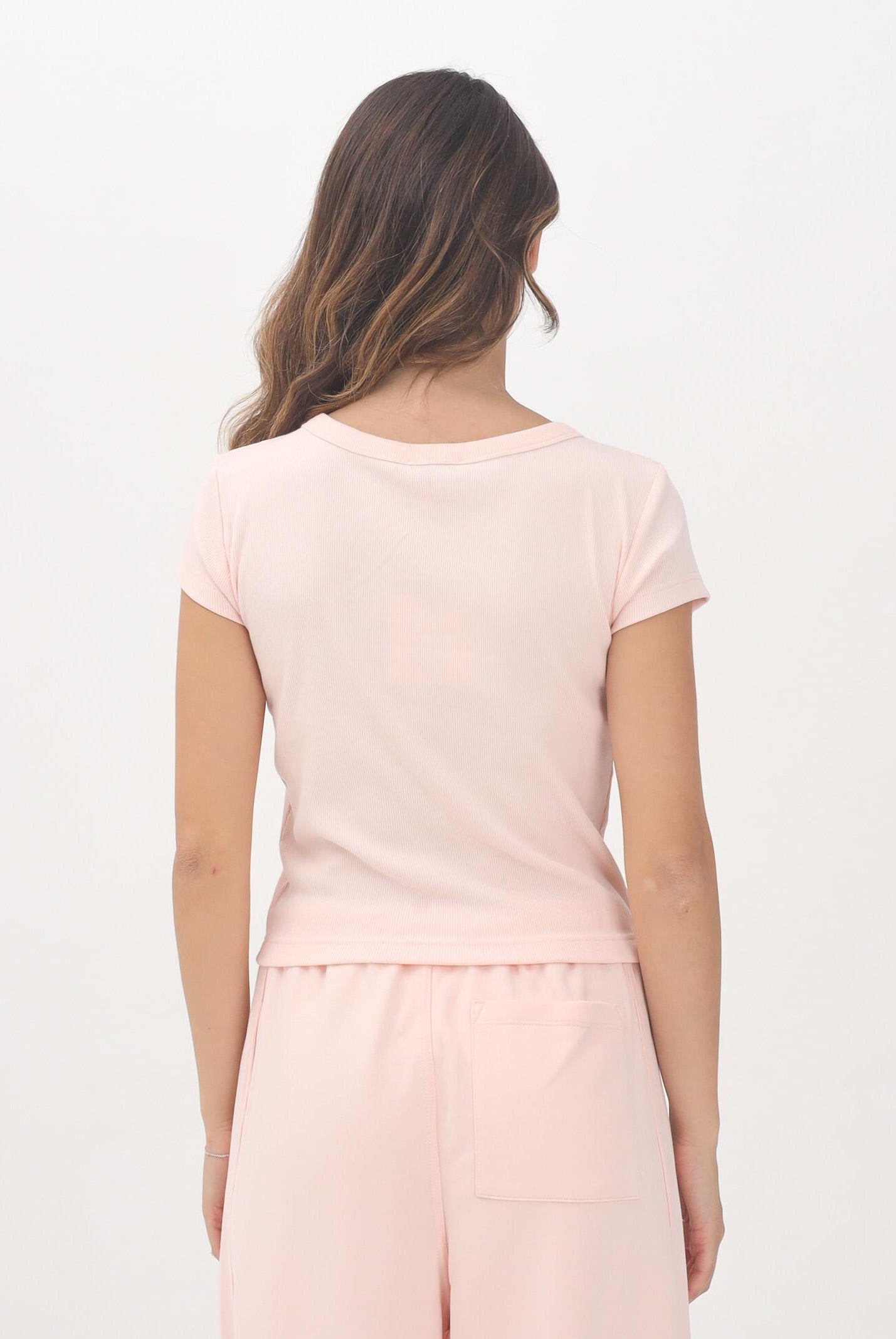 CALVIN KLEIN JEANS T-shirt a manica corta rosa da donna con patch logo LV047C200GVI7 CALVIN KLEIN JEANS