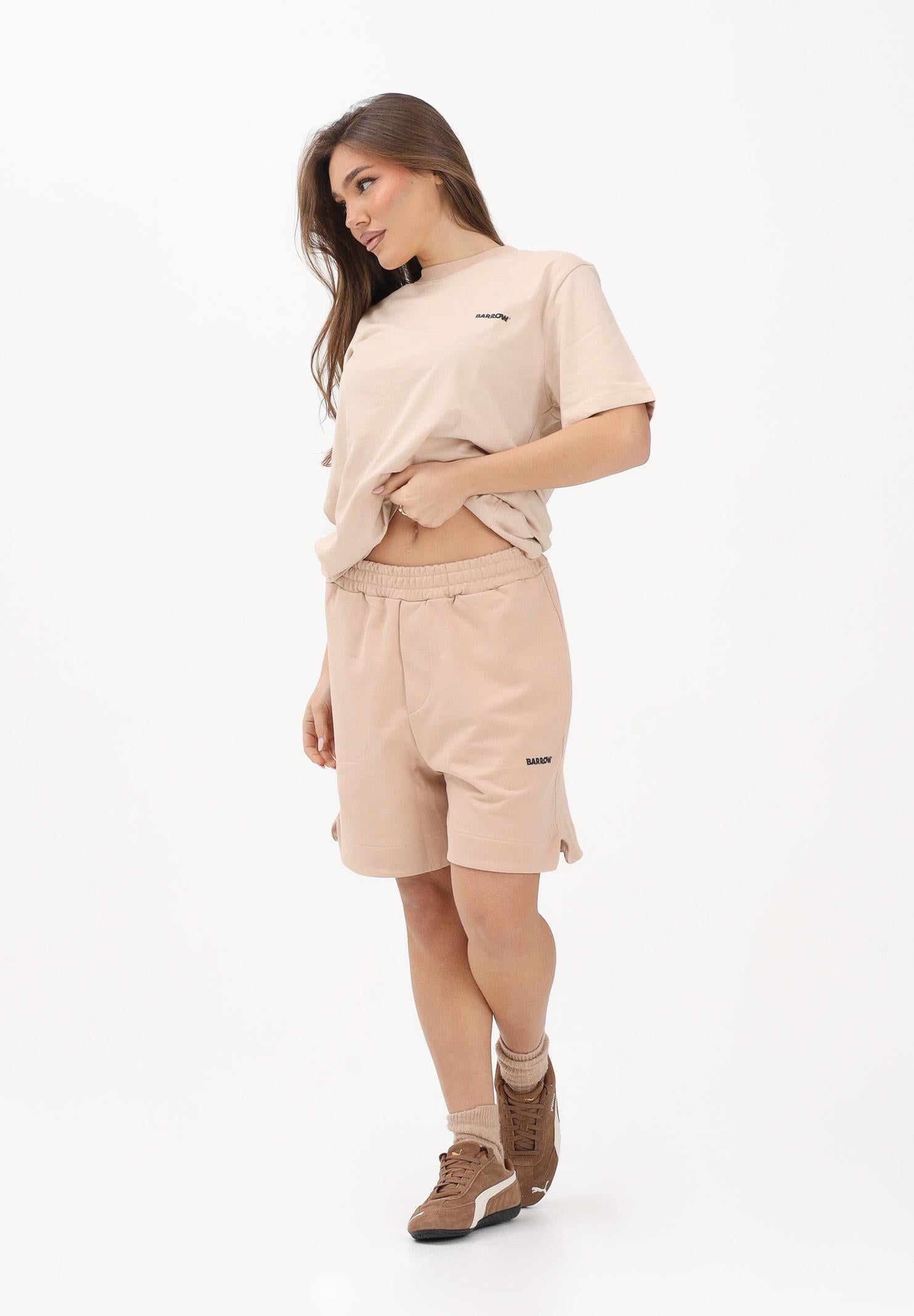 BARROW Shorts sportivo sabbia per uomo e donna con logo S6BWUABE009 092 BARROW