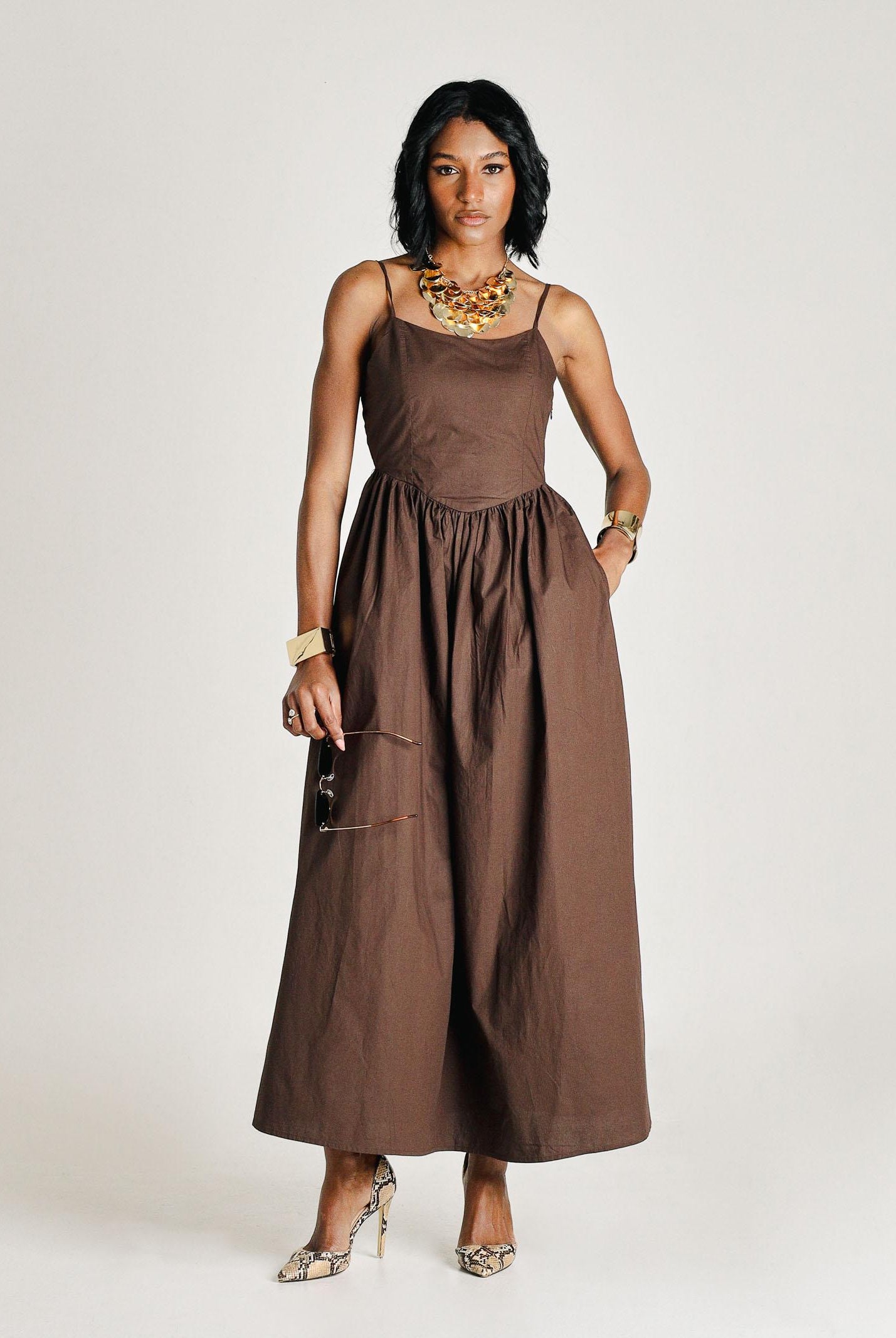 ONLY Abito lungo marrone da donna 15371869 SHBA ONLY