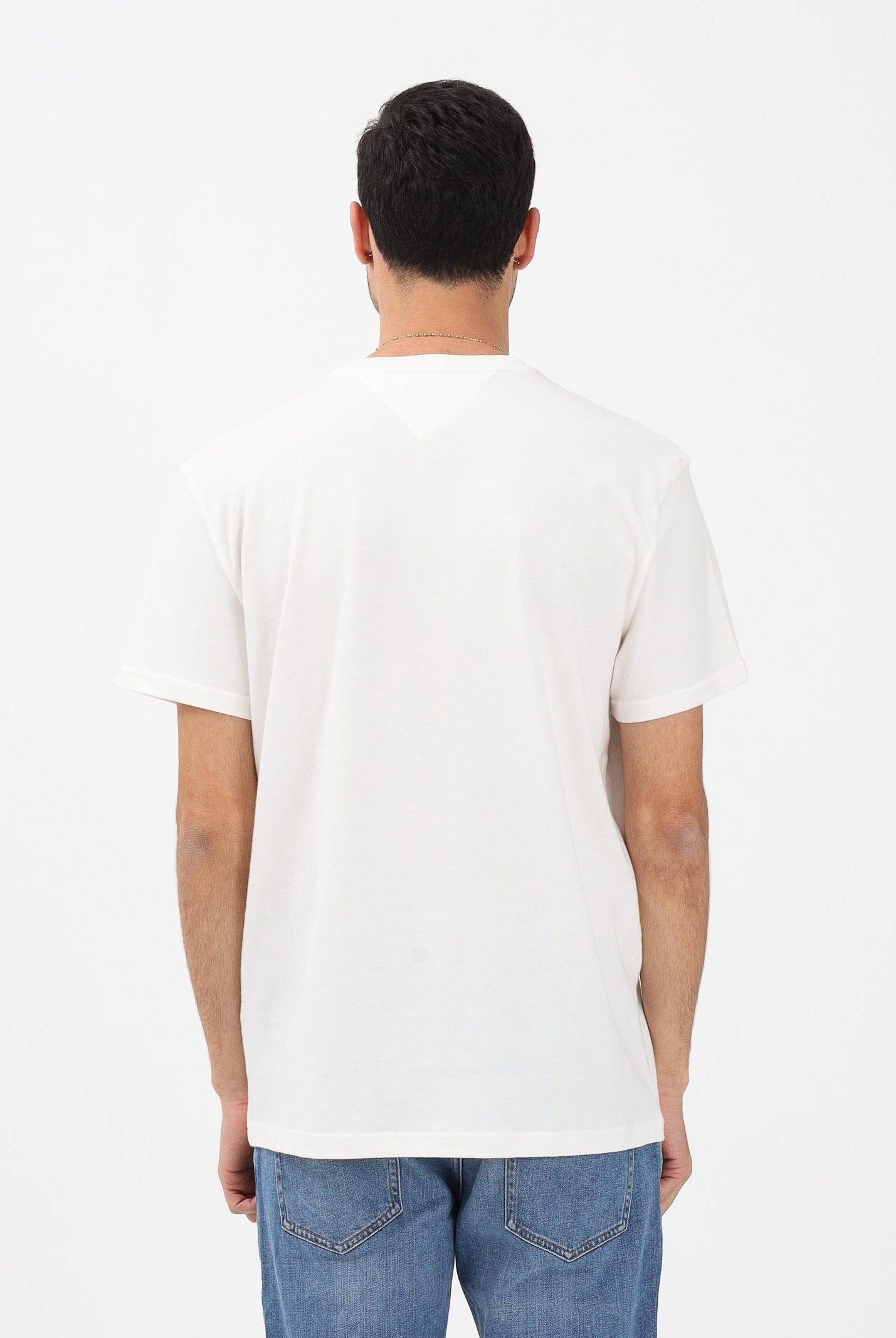 TOMMY JEANS T-shirt a manica corta Flag Badge panna da uomo DM0DM22645 YBH TOMMY JEANS