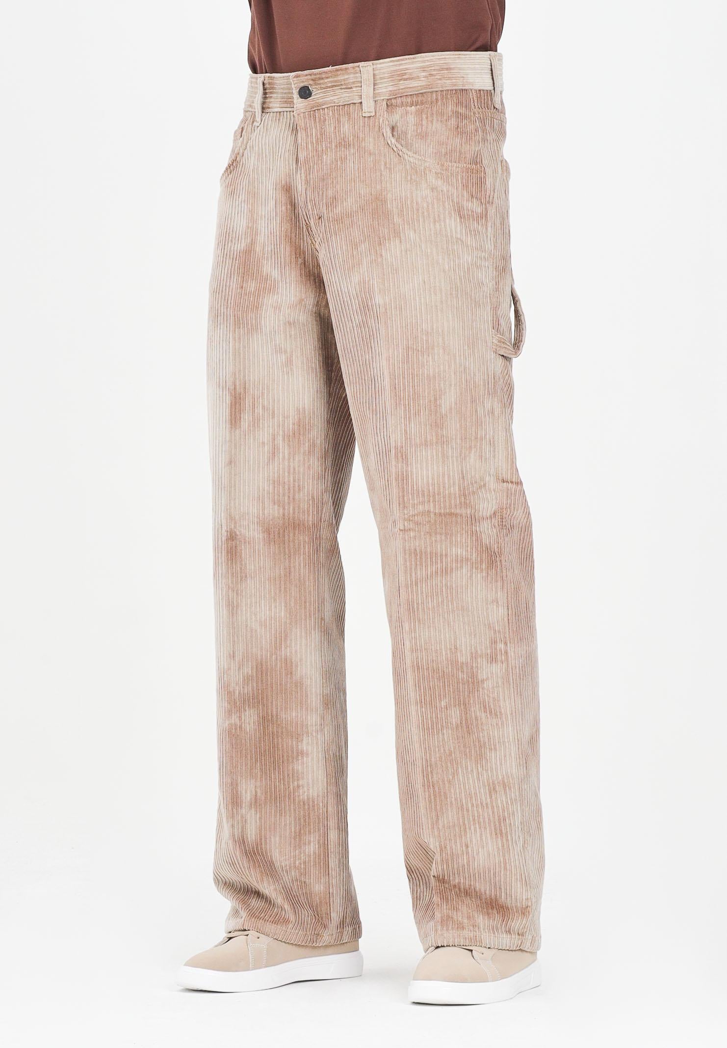 I'M BRIAN Pantalone da uomo in velluto a coste color beige effetto tie-dye JASON2925 0025 I'M BRIAN