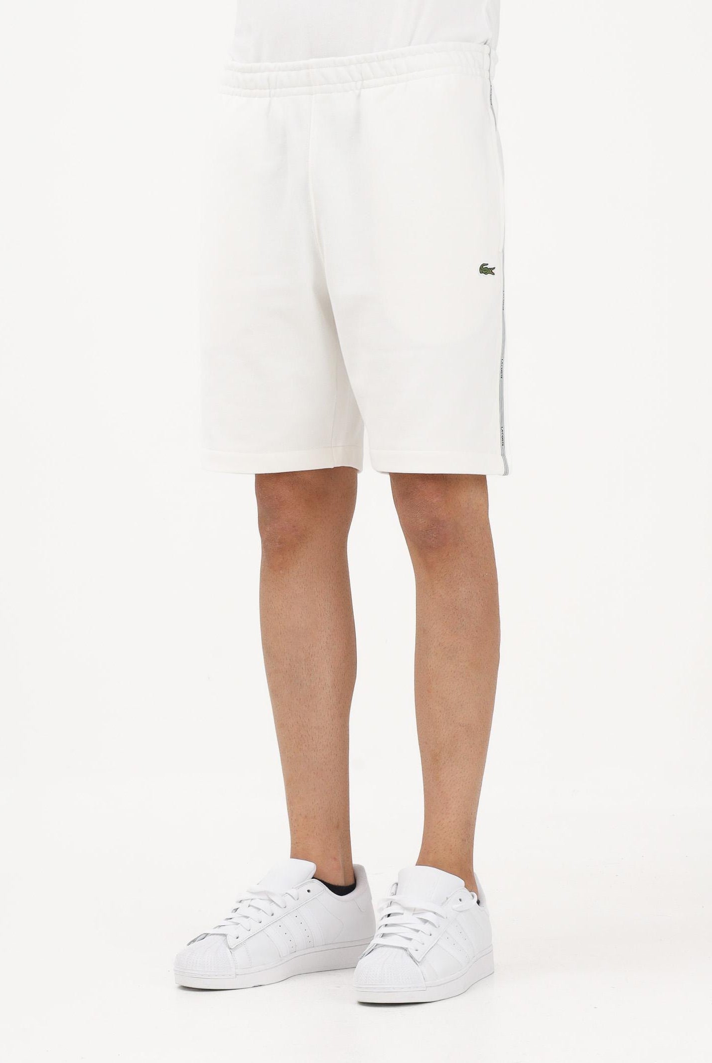 LACOSTE Shorts sportivo bianco da uomo con striscia con logo GH0886 70V LACOSTE