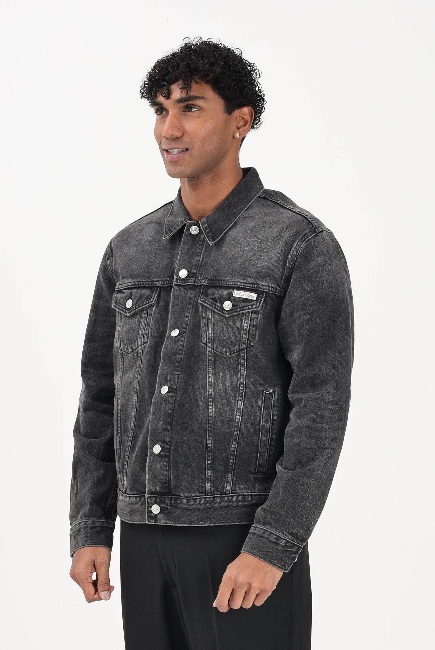 CALVIN KLEIN JEANS Giubbotto Classic in denim nero da uomo LV04RE765G2U4 . CALVIN KLEIN JEANS
