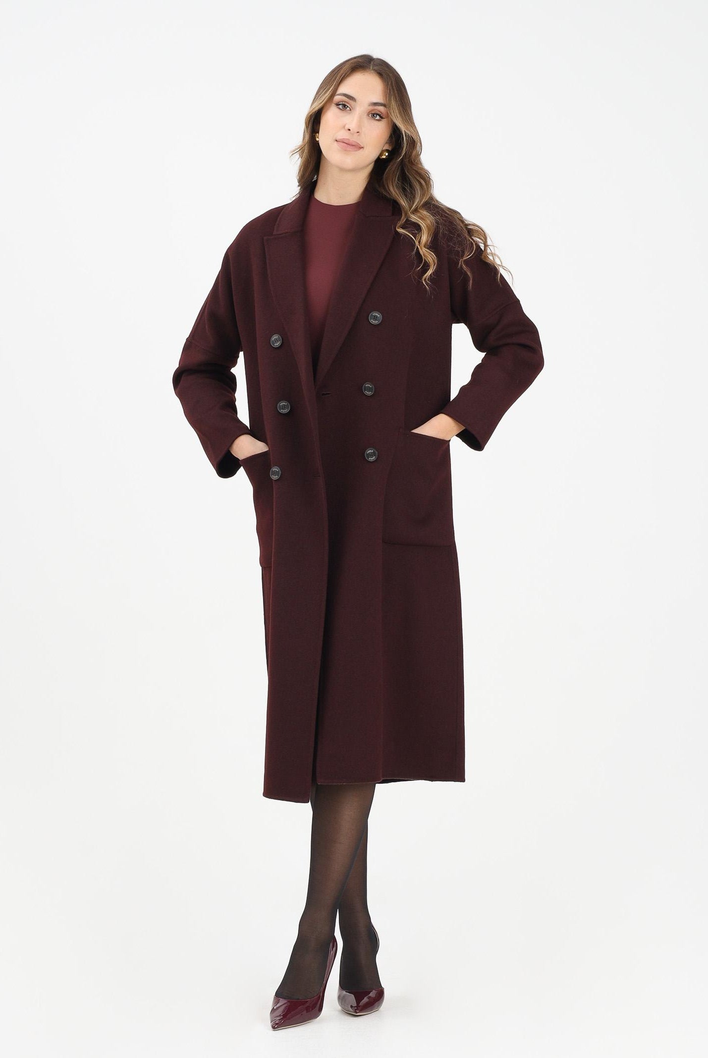 VICOLO Cappotto lungo bordeaux da donna TF0001 FU39 VICOLO