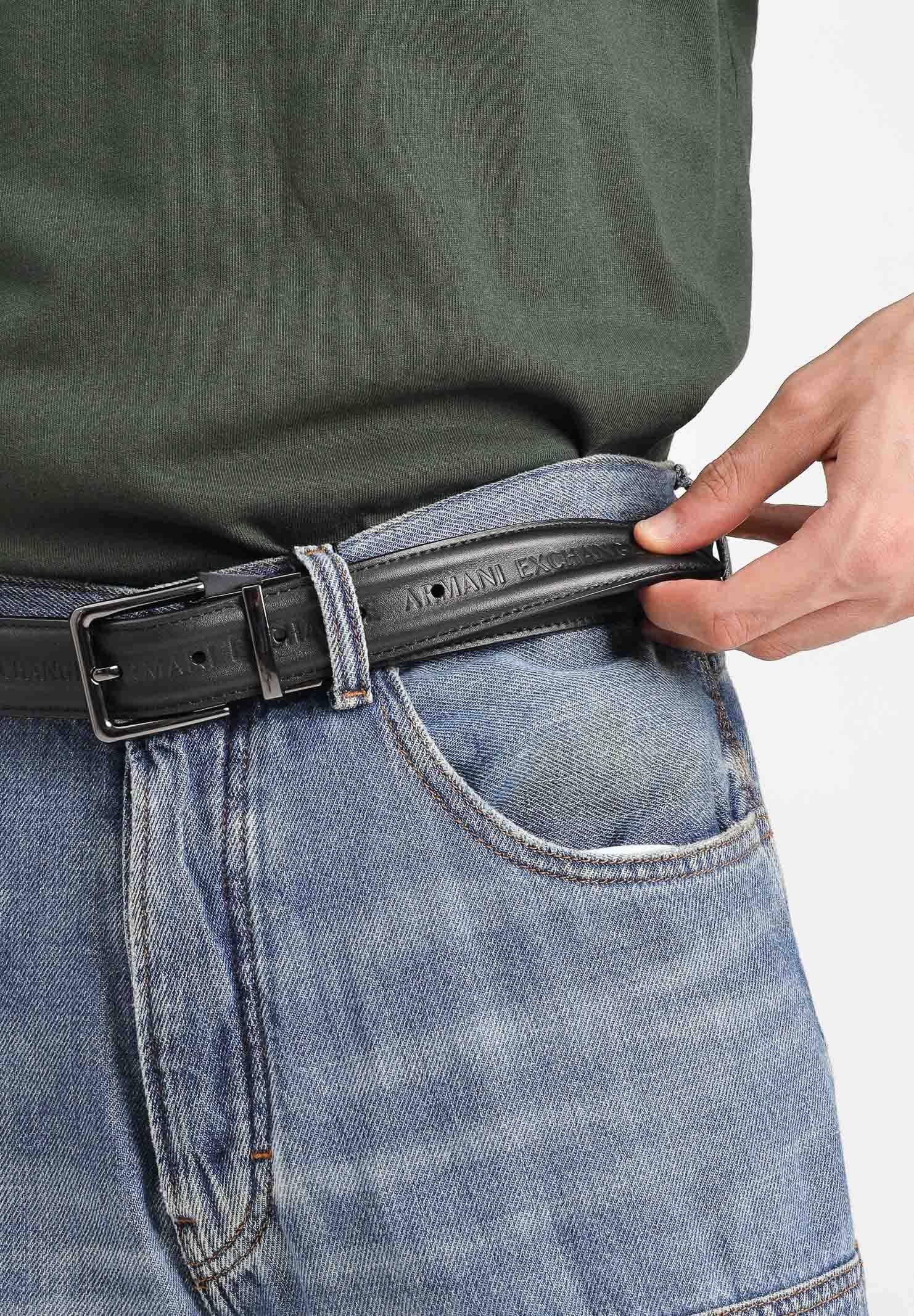 ARMANI EXCHANGE Cintura reversibile nera e grigia da uomo XM001932AF19019 MC225 ARMANI EXCHANGE