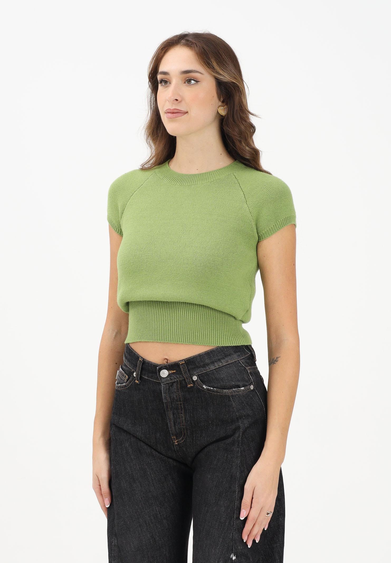 VICOLO Maglioncino verde da donna con maniche corte e scollo tondo 77244F VE VICOLO