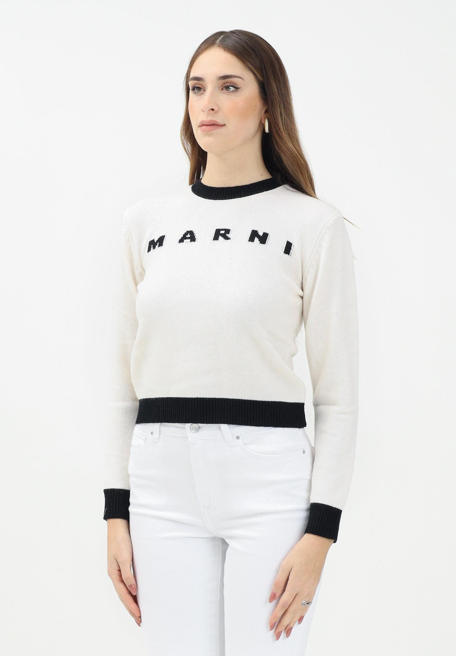 MARNI Maglioncino girocollo panna per donna e bambina con logo M00993M00ML 0M111 MARNI
