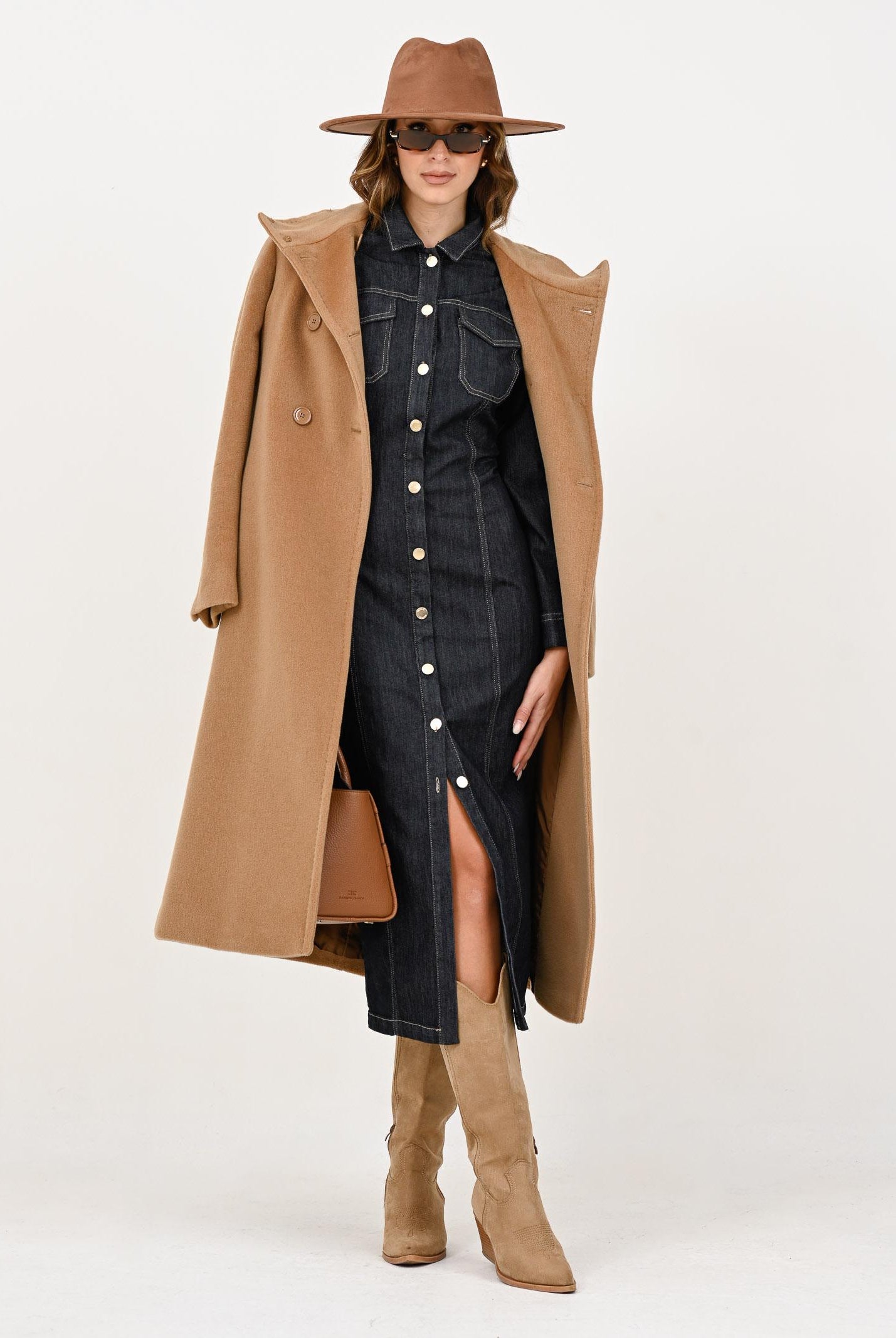 VICOLO Abito lungo Anita in denim scuro da donna DF5085 VU VICOLO