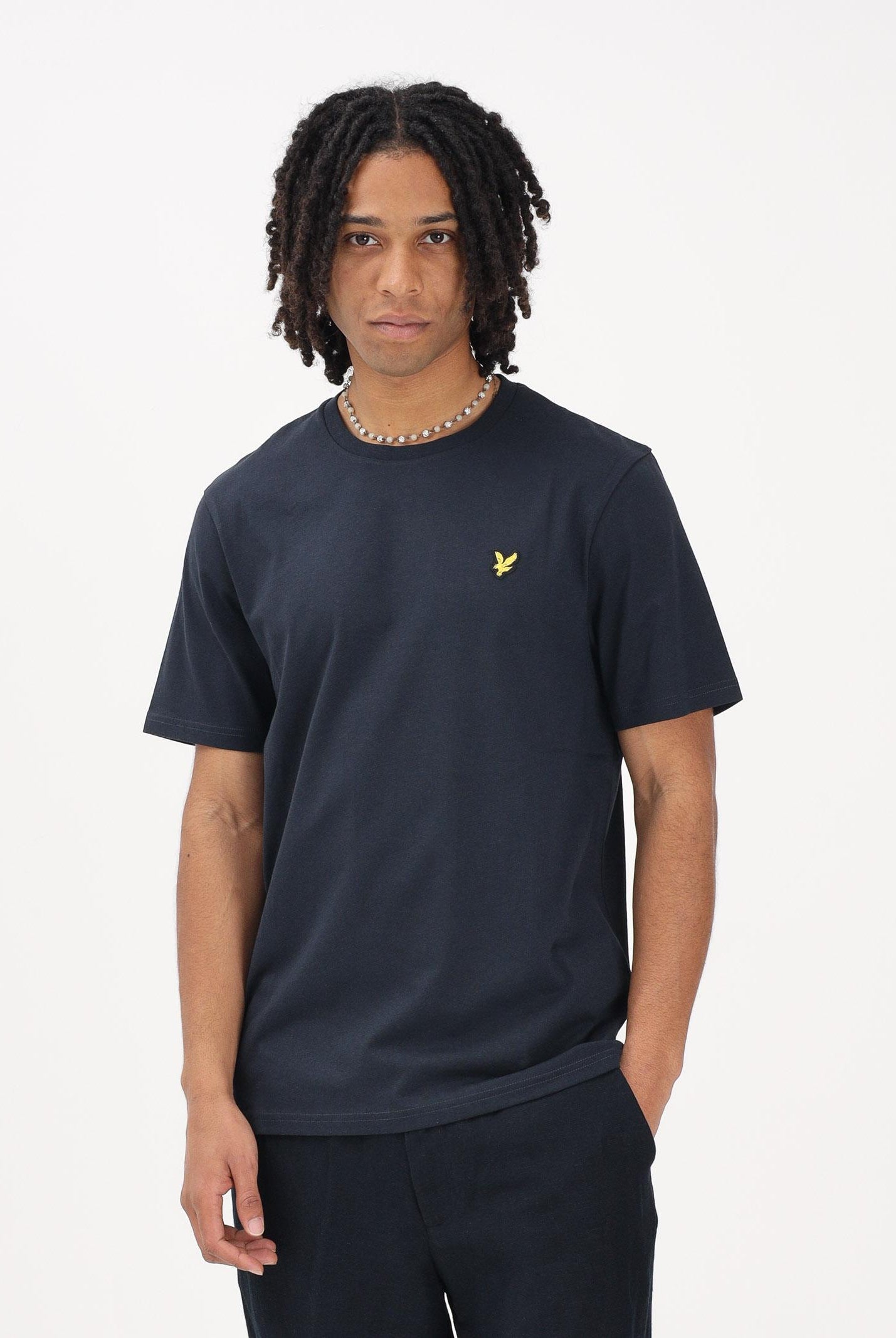 LYLE & SCOTT T-shirt a manica corta blu da uomo con patch logo TS400VOG Z271 LYLE & SCOTT
