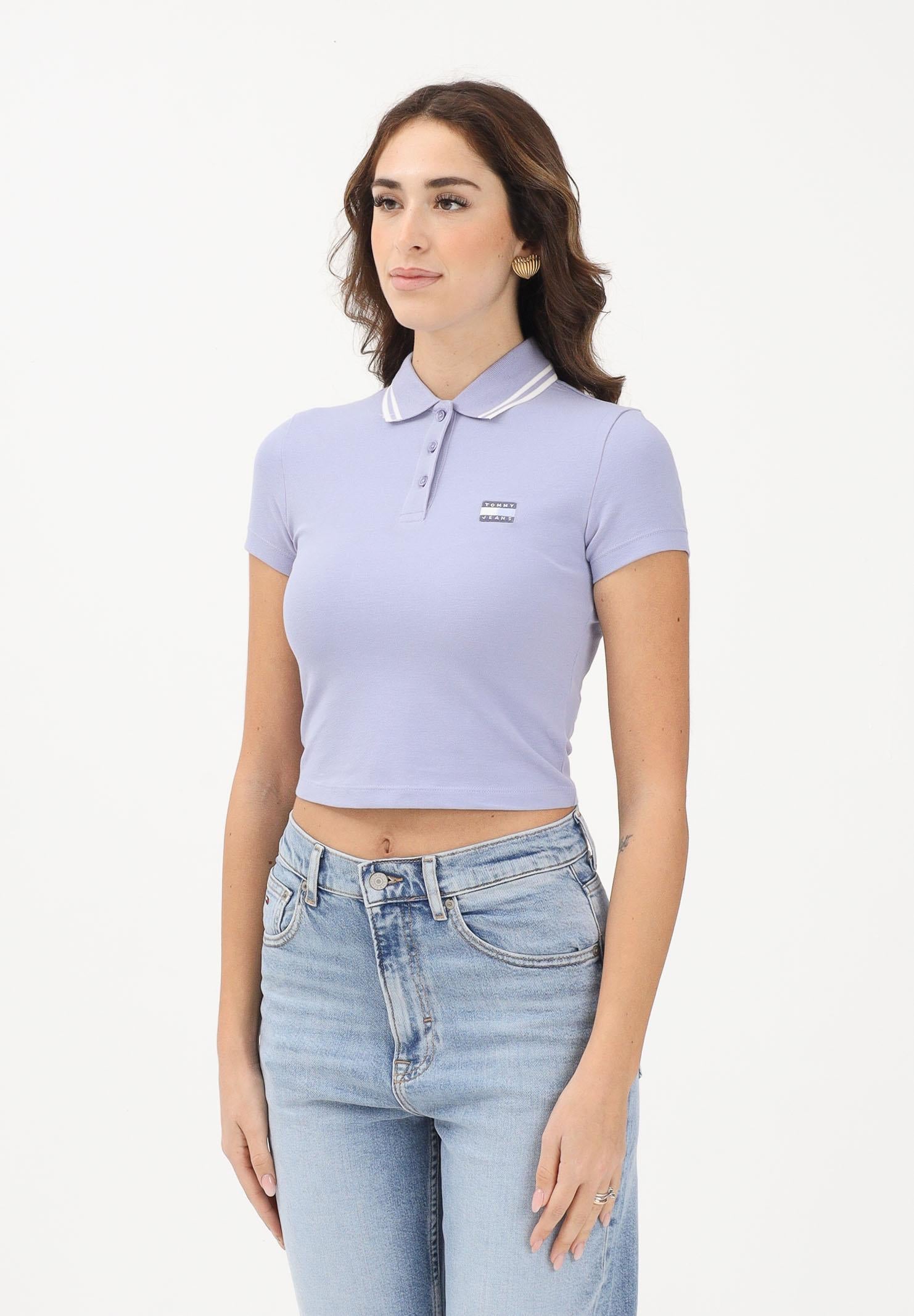 TOMMY JEANS Polo a manica corta lilla da donna con logo DW0DW21932 C5U TOMMY JEANS