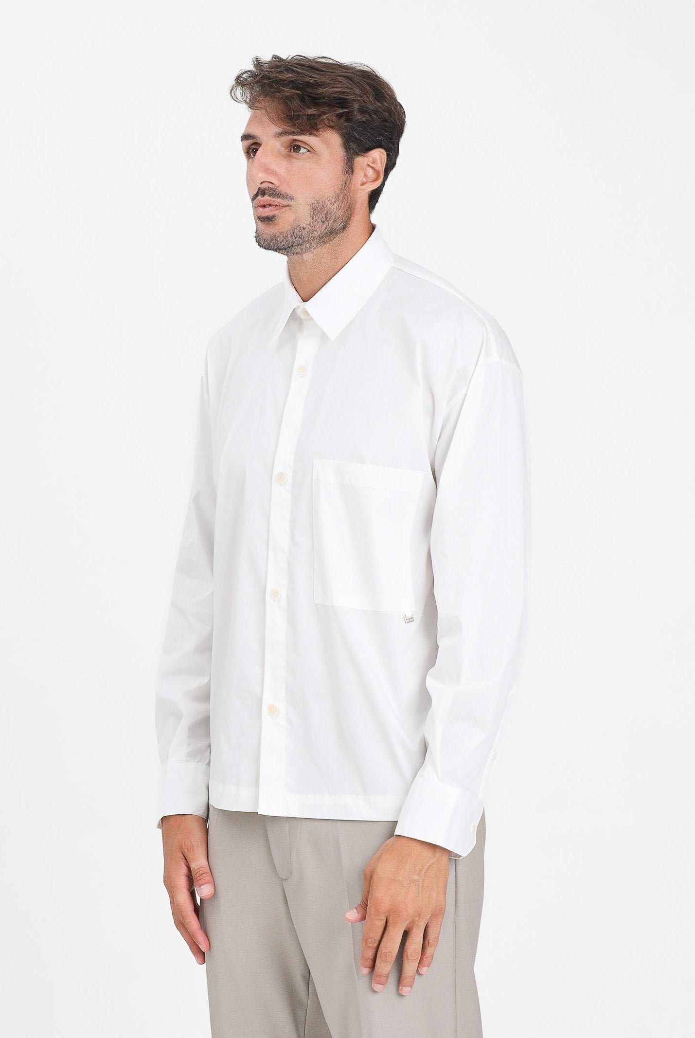 I'M BRIAN Camicia a manica lunga bianca da uomo con tasca CA3422 002 I'M BRIAN