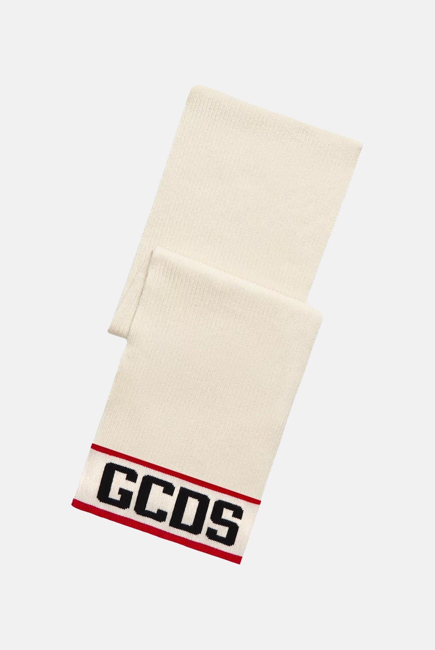 GCDS Sciarpa panna per uomo e donna con banda centrale e logo GCDS B2CU5901K19 15 GCDS