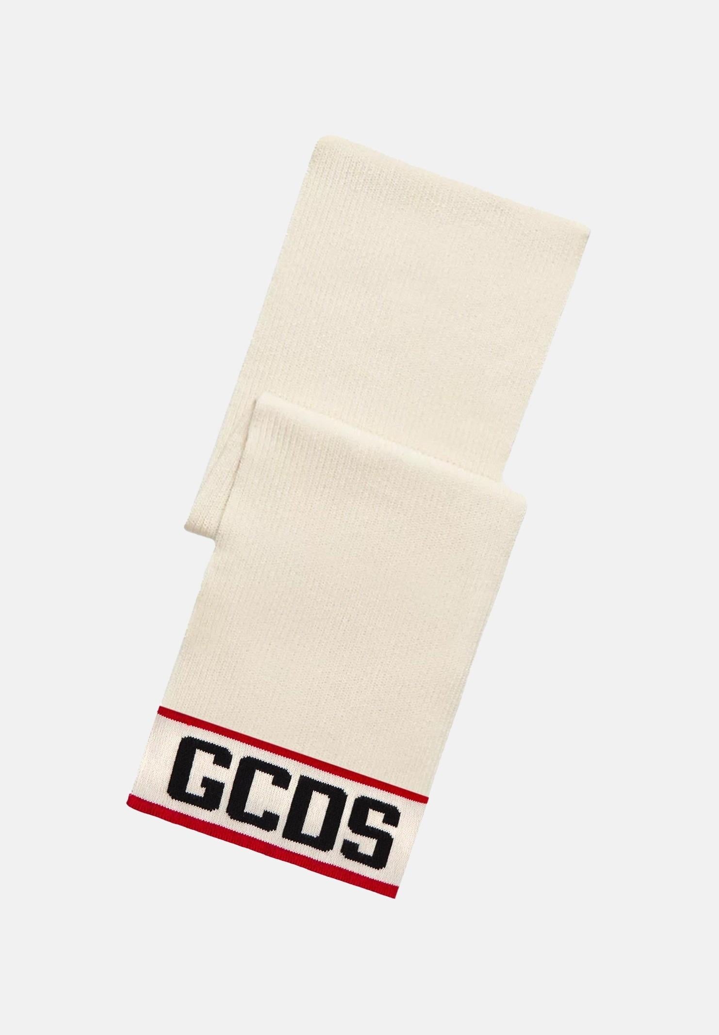 GCDS Sciarpa panna per uomo e donna con banda centrale e logo GCDS B2CU5901K19 15 GCDS