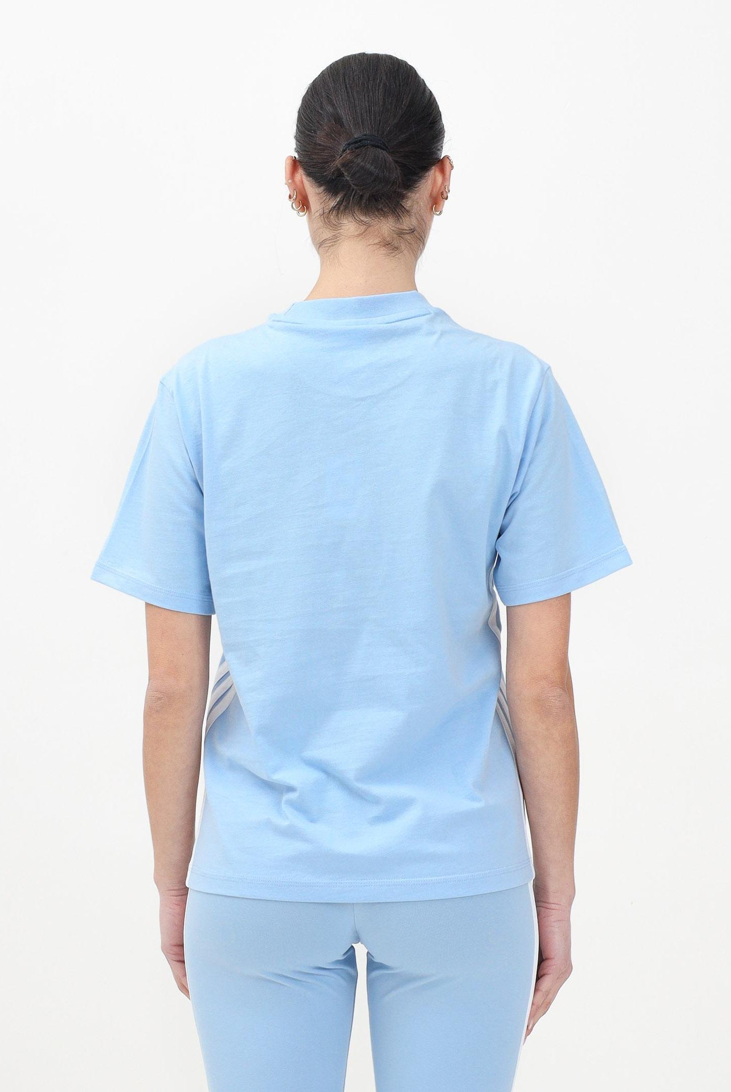 ADIDAS PERFORMANCE T-shirt a manica corta Essentials 3-Stripes Slim azzurra da donna JE1227 . ADIDAS PERFORMANCE