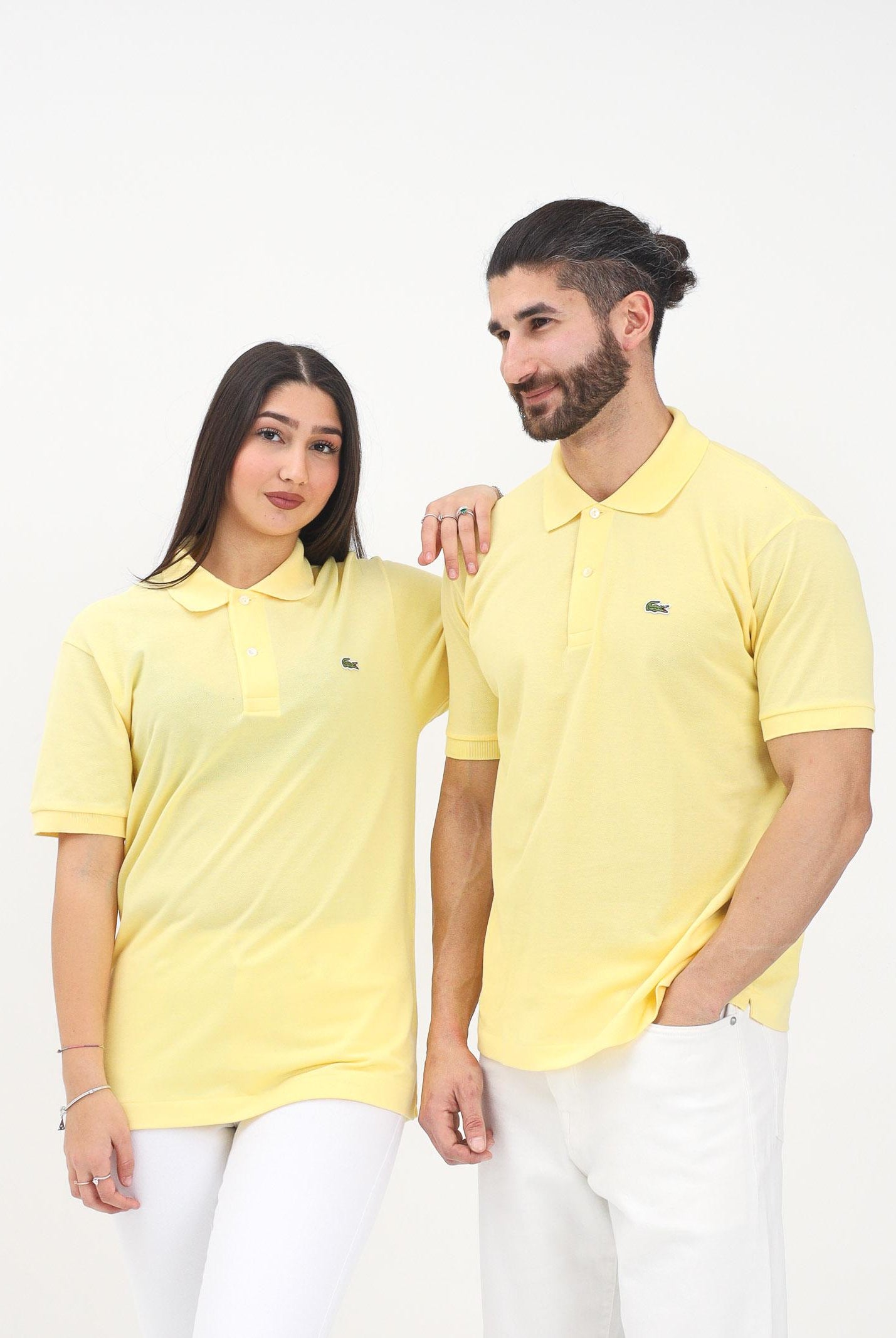 LACOSTE Polo a manica corta gialla per uomo e donna con patch logo coccodrilo 1212 107 LACOSTE