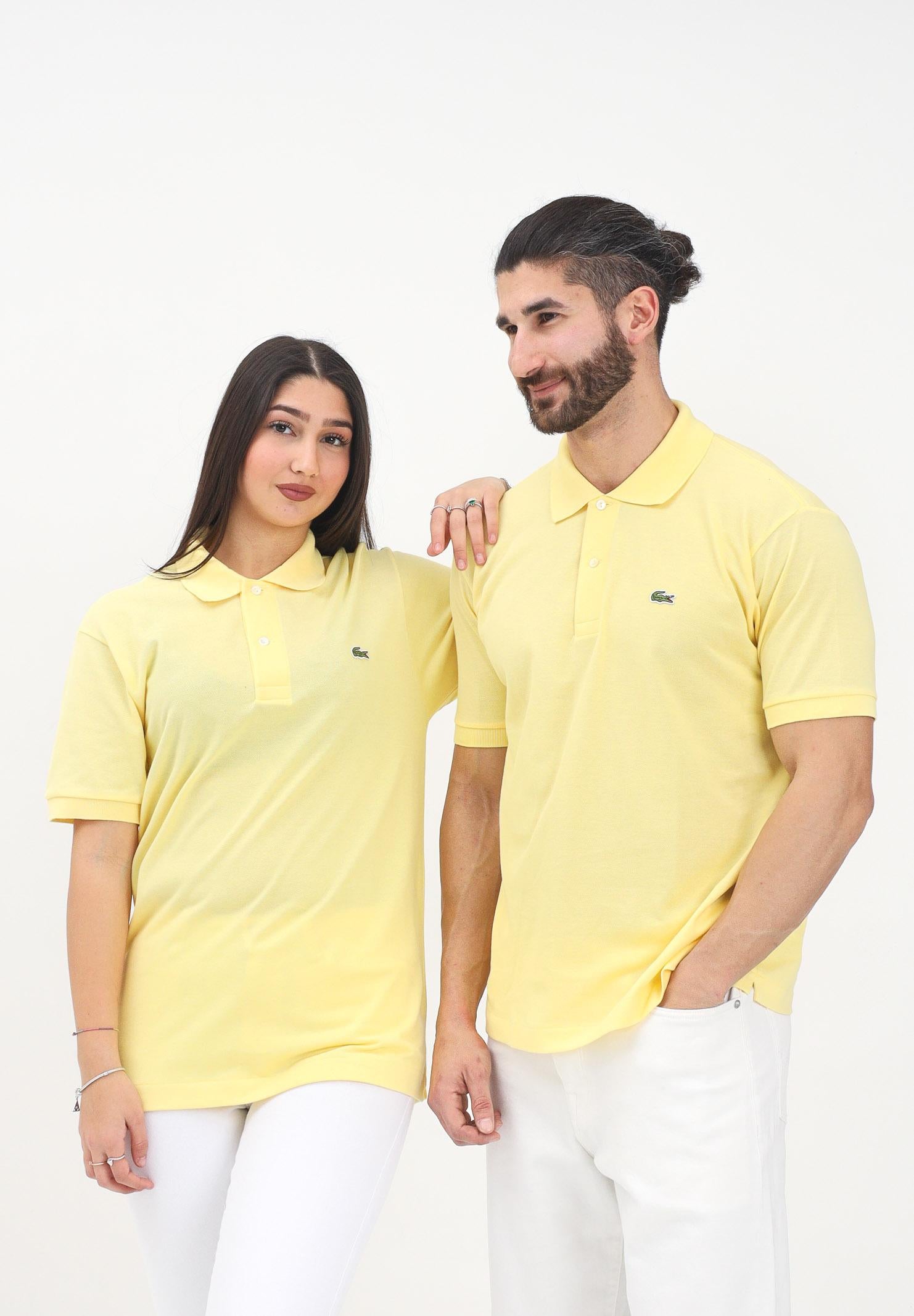 LACOSTE Polo a manica corta gialla per uomo e donna con patch logo coccodrilo 1212 107 LACOSTE
