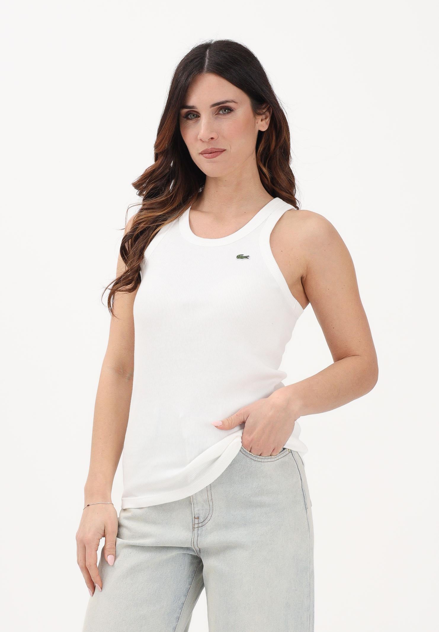 LACOSTE Canotta bianca da donna con logo TF5388 70V LACOSTE