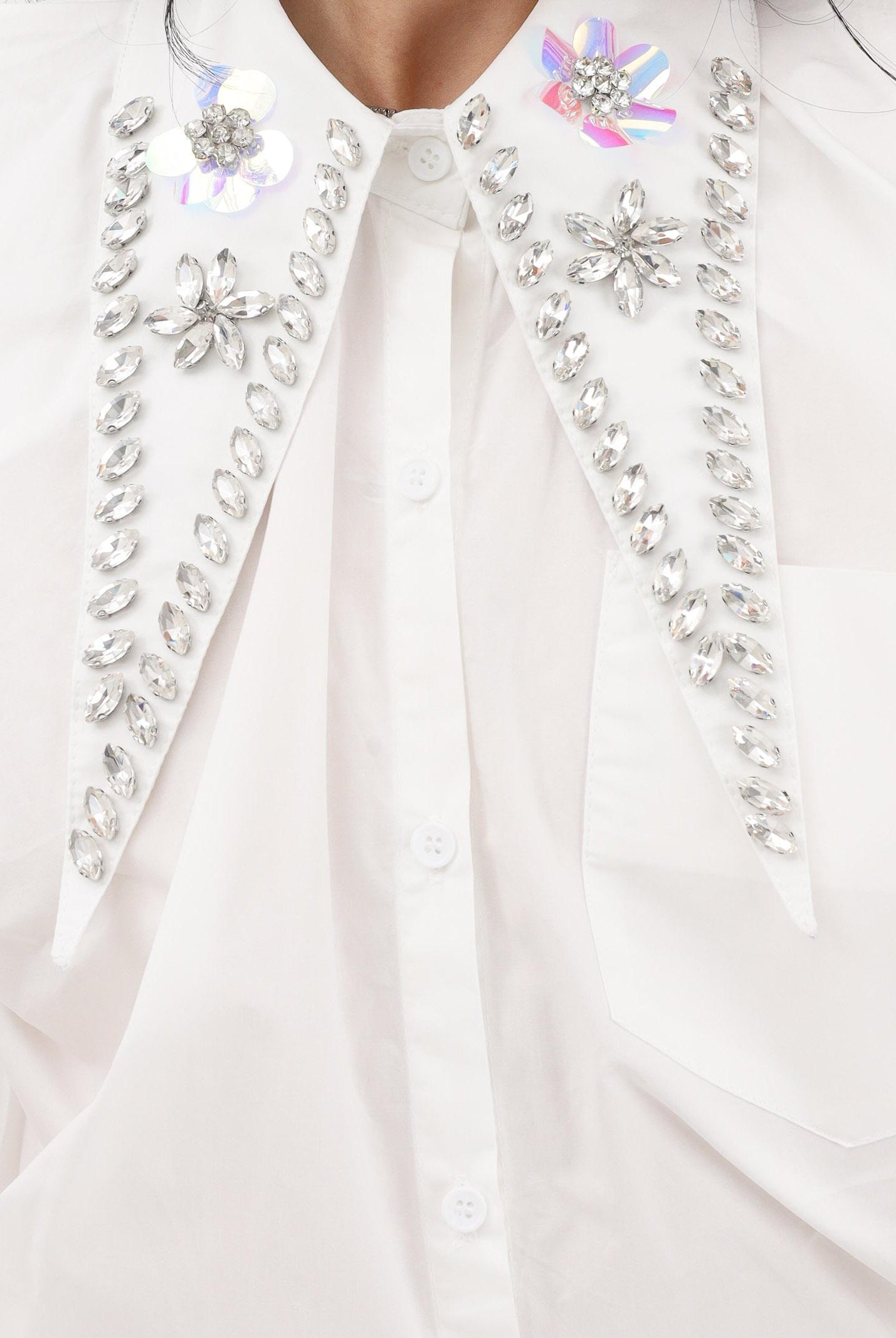 TPN Camicia smanicata bianca da donna con colletto gioiello TABER252S6 D7 TPN