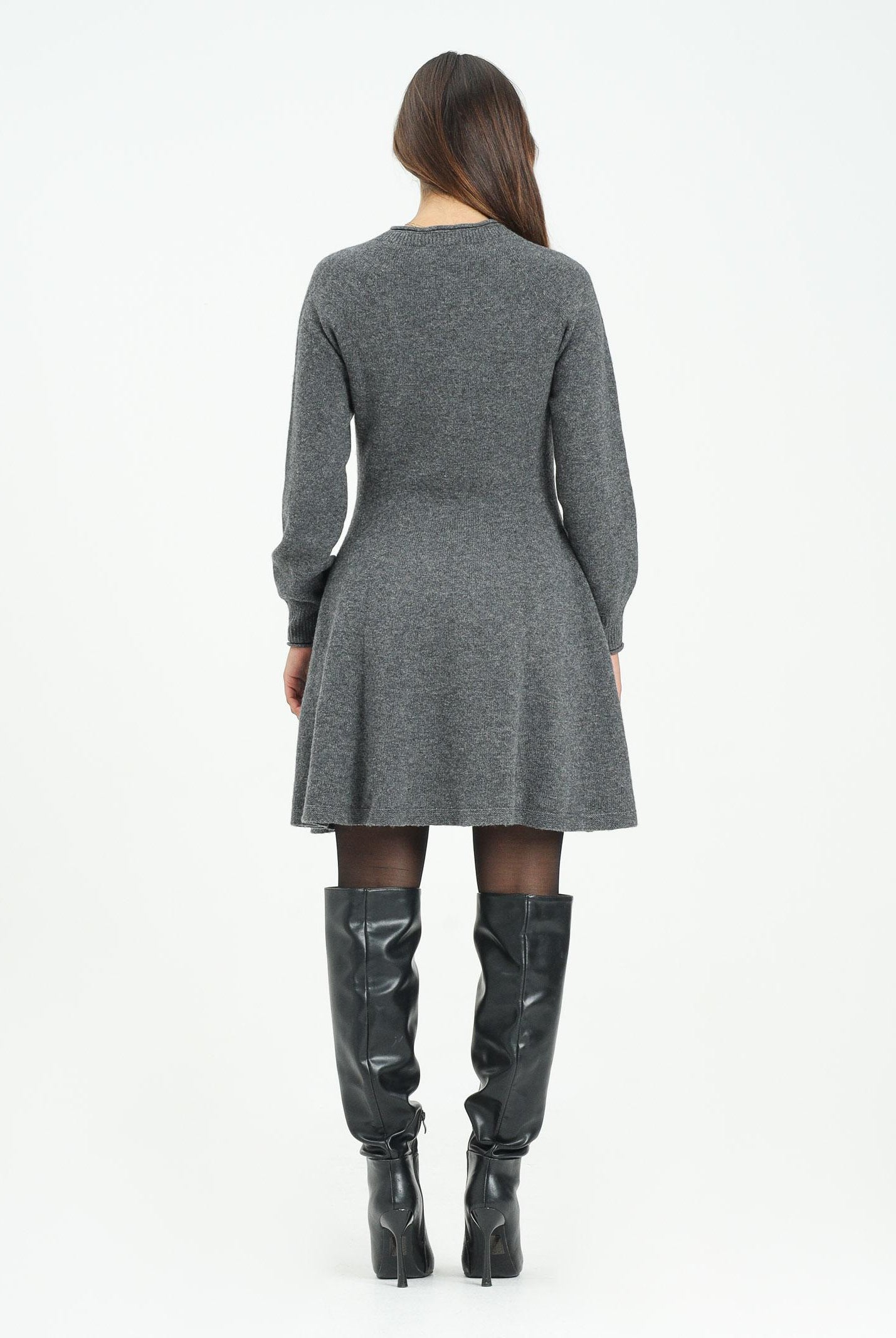 LACOSTE Abito corto grigio da donna in lana cardata senza cuciture EF4161 050 LACOSTE