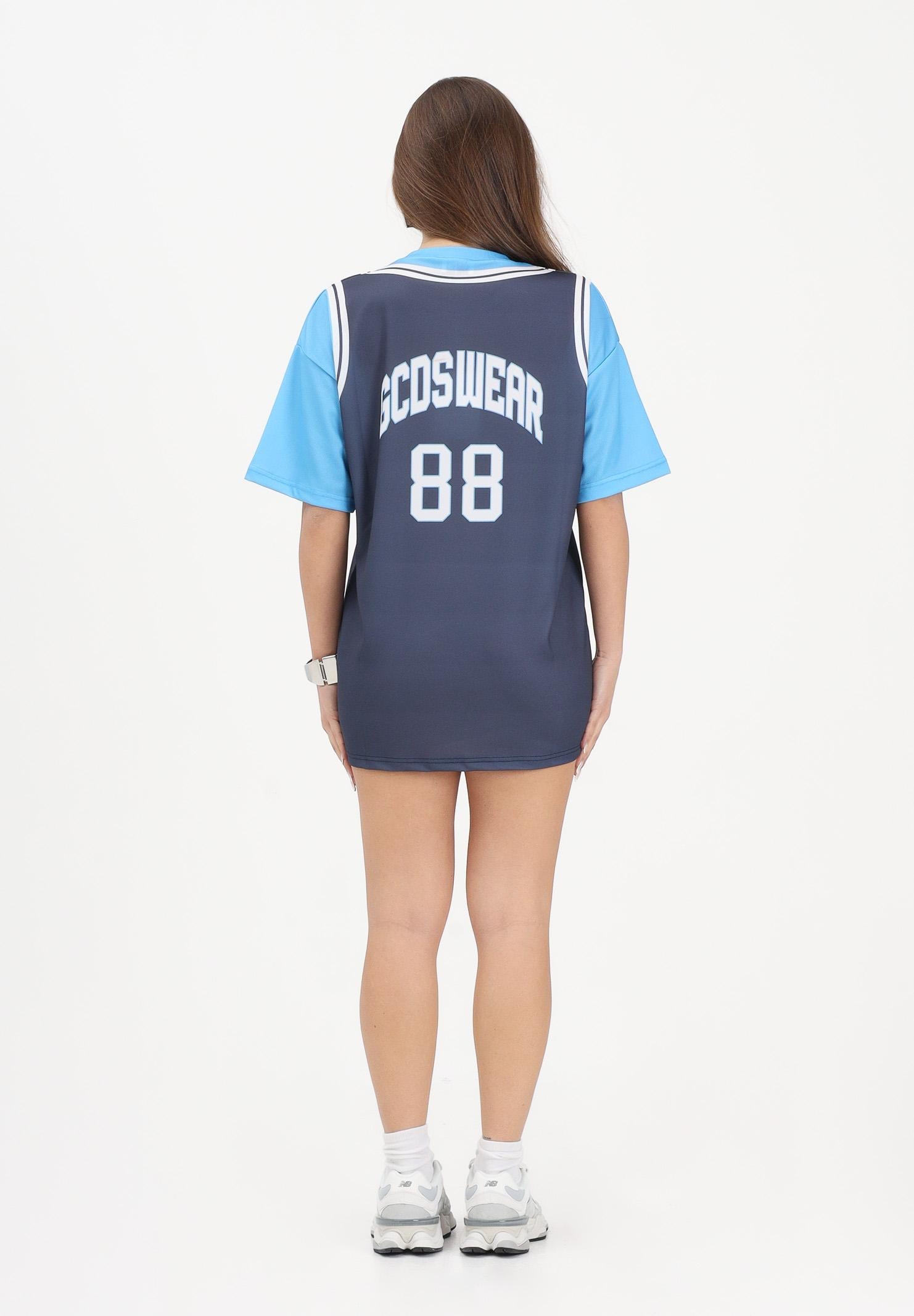 GCDS Abito corto blu e azzurro per donna, ragazze e bambine con stampa C1GJQB708J338 782E GCDS