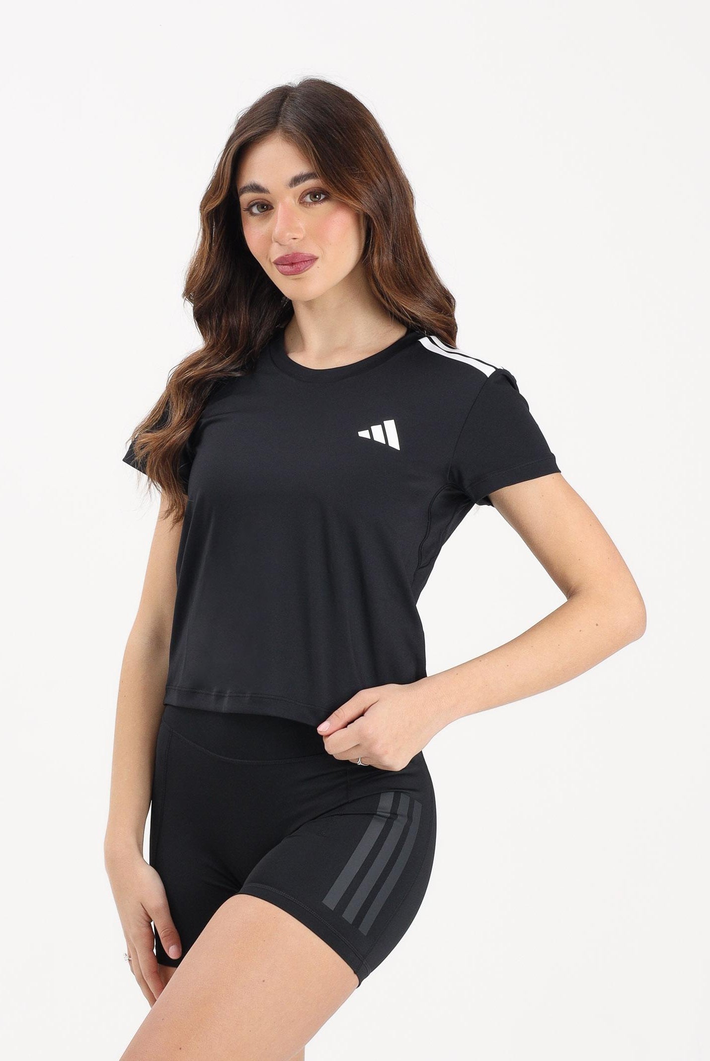ADIDAS PERFORMANCE T-shirt a manica corta Hyperglam 3-Stripes nera da donna KC7639 . ADIDAS PERFORMANCE