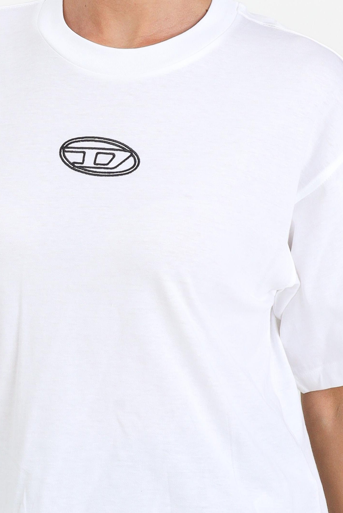 DIESEL T-shirt a manica corta bianca per donna e ragazze con logo Oval D J0242800YI9 K100 DIESEL