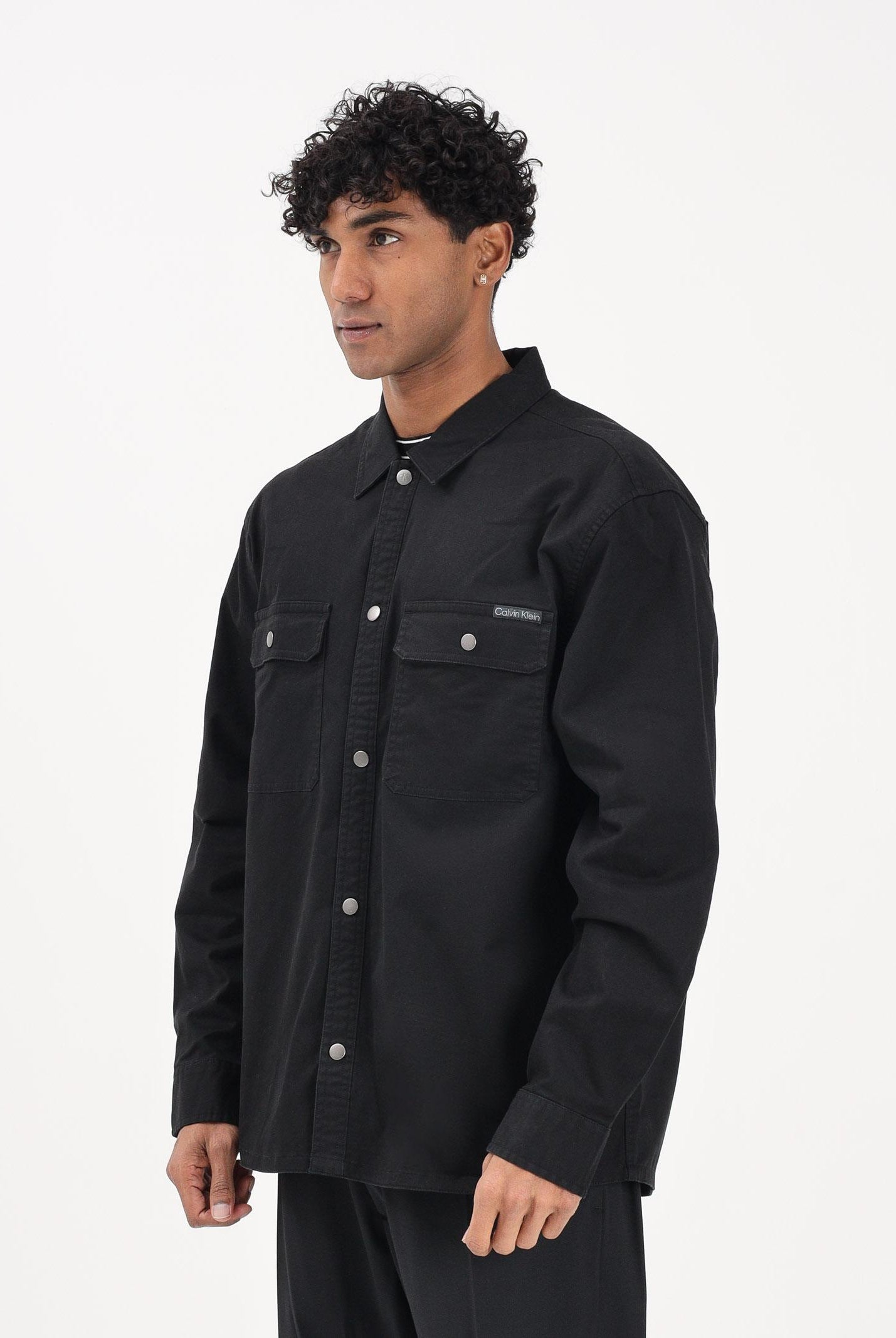 CALVIN KLEIN JEANS Camicia a manica lunga nera da uomo LV04RE103GUB1 . CALVIN KLEIN JEANS